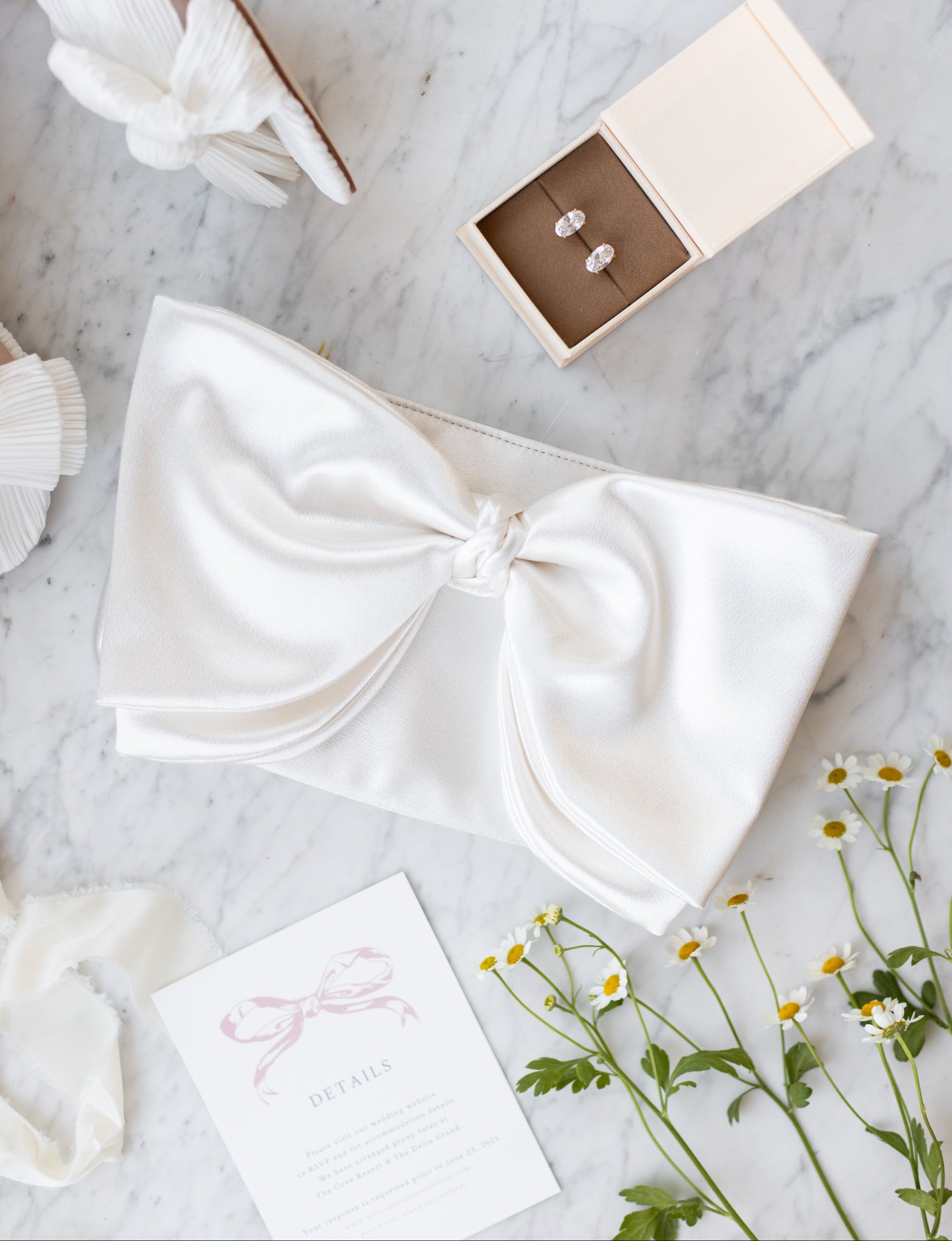 ela x Jillian Harris - Bow Clutch - White