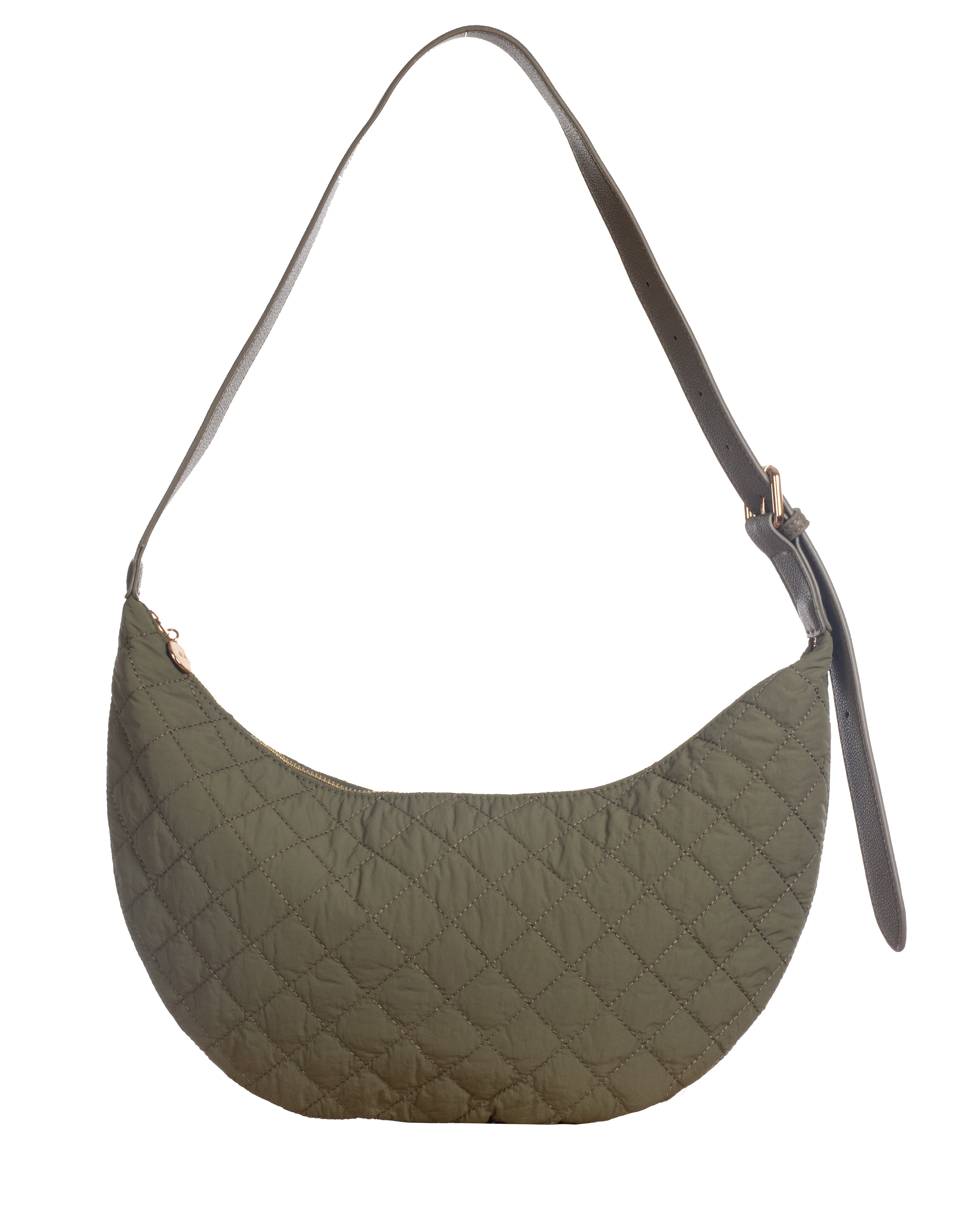 Quilted Crescent Bag - Olive Green (showroom sample)