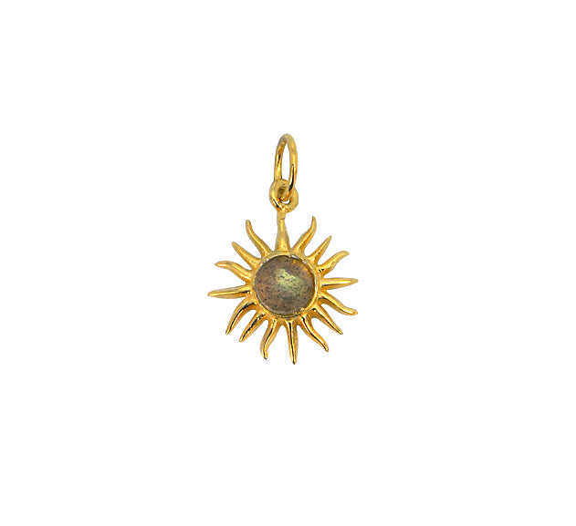 Sun charm (Round faceted labradorite) (recycled silver)
