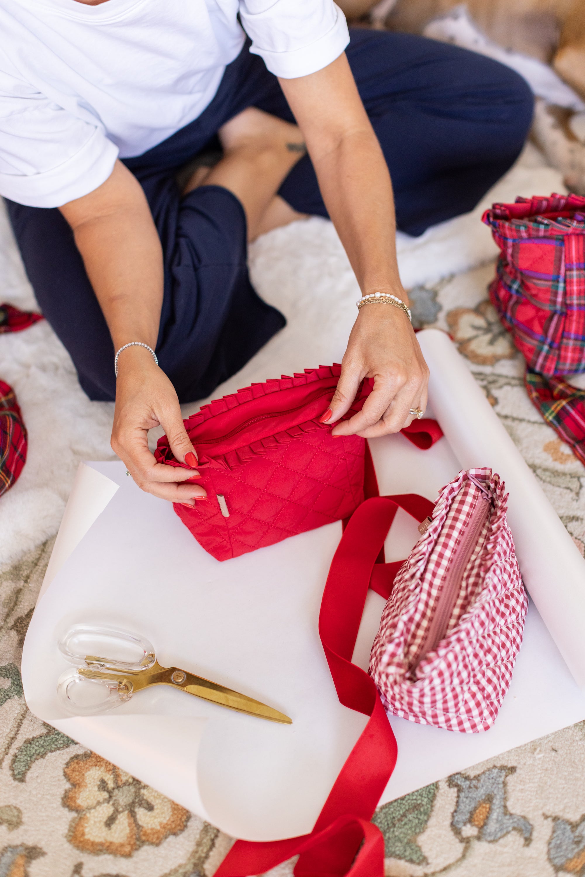 ela x Jillian Harris - Ruffle Mini Cosmetic Case - Red