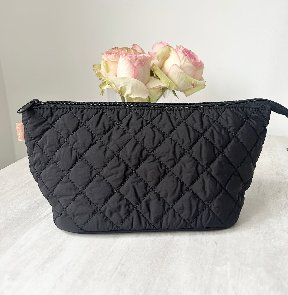 Quilted Cosmetic Case - Black