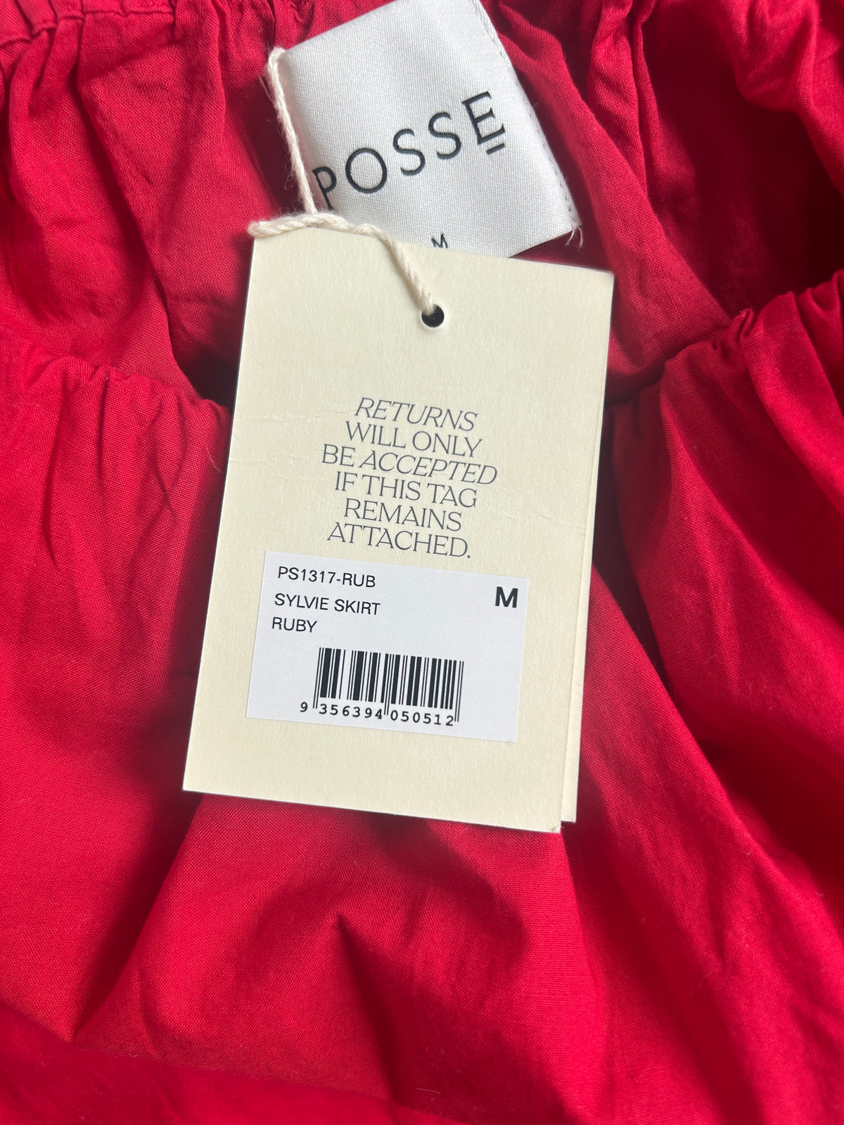 NWT Posse Red Maxi Skirt with pockets