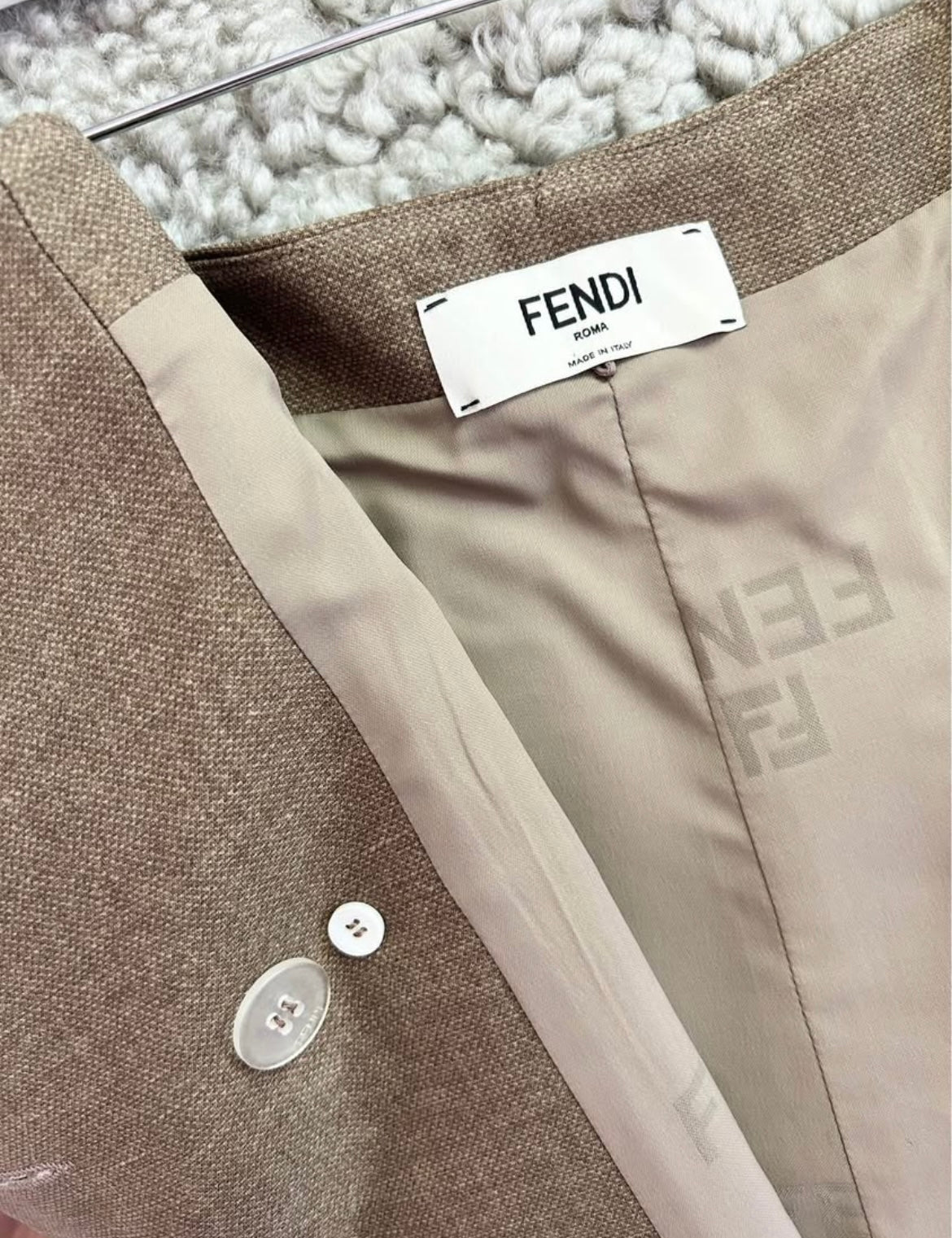FENDI LINEN SKIRT WITH LOGO BUTTONS - SIZE 44 (FIT LIKE SIZE M)- Campaign Shoot