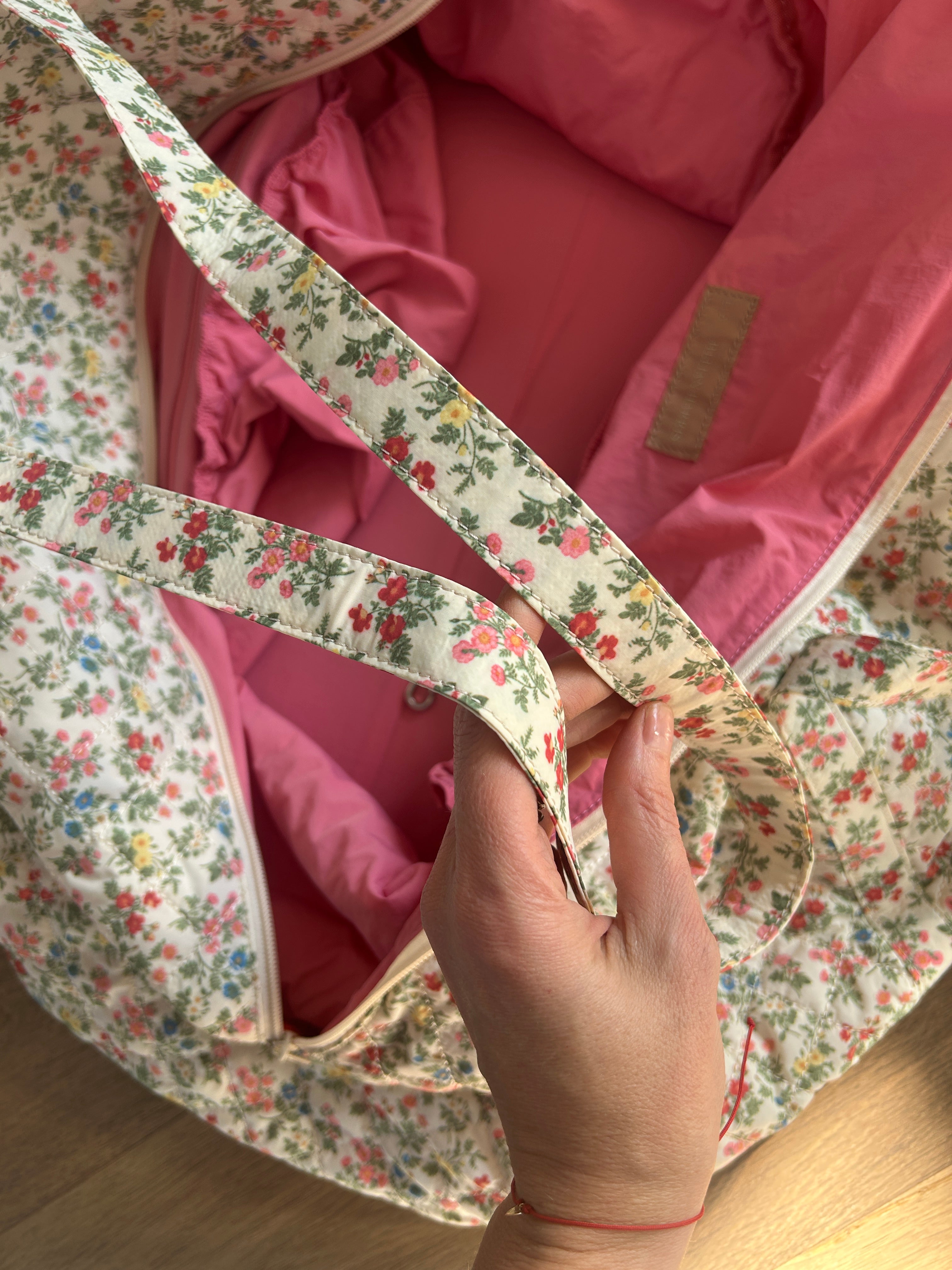 Large Duffel - Floral Print (unstructured/soft body and extra long handles)