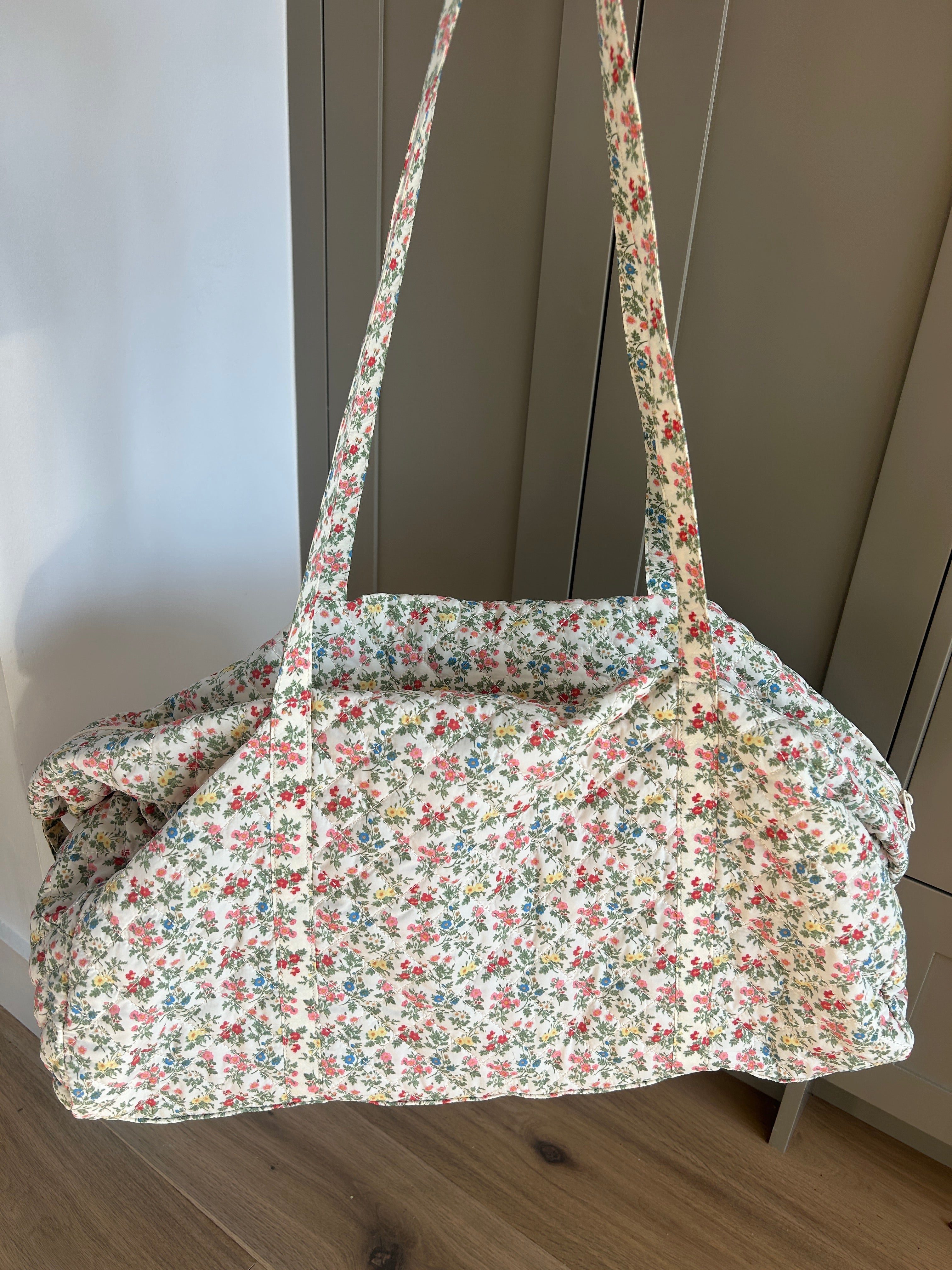 Large Duffel - Floral Print (unstructured/soft body and extra long handles)