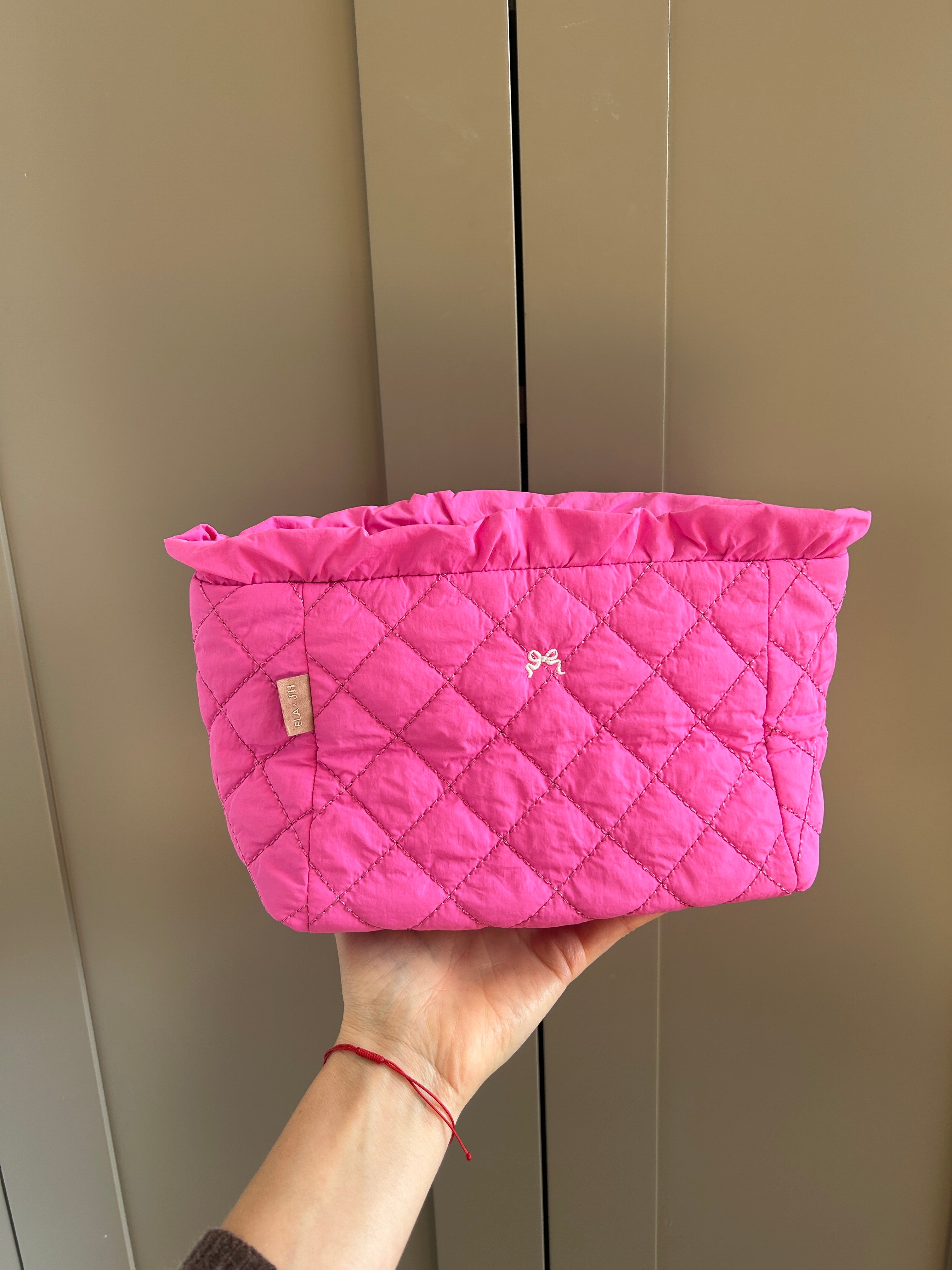 Quilted Medium Cosmetic Case - Pink (studio sample)