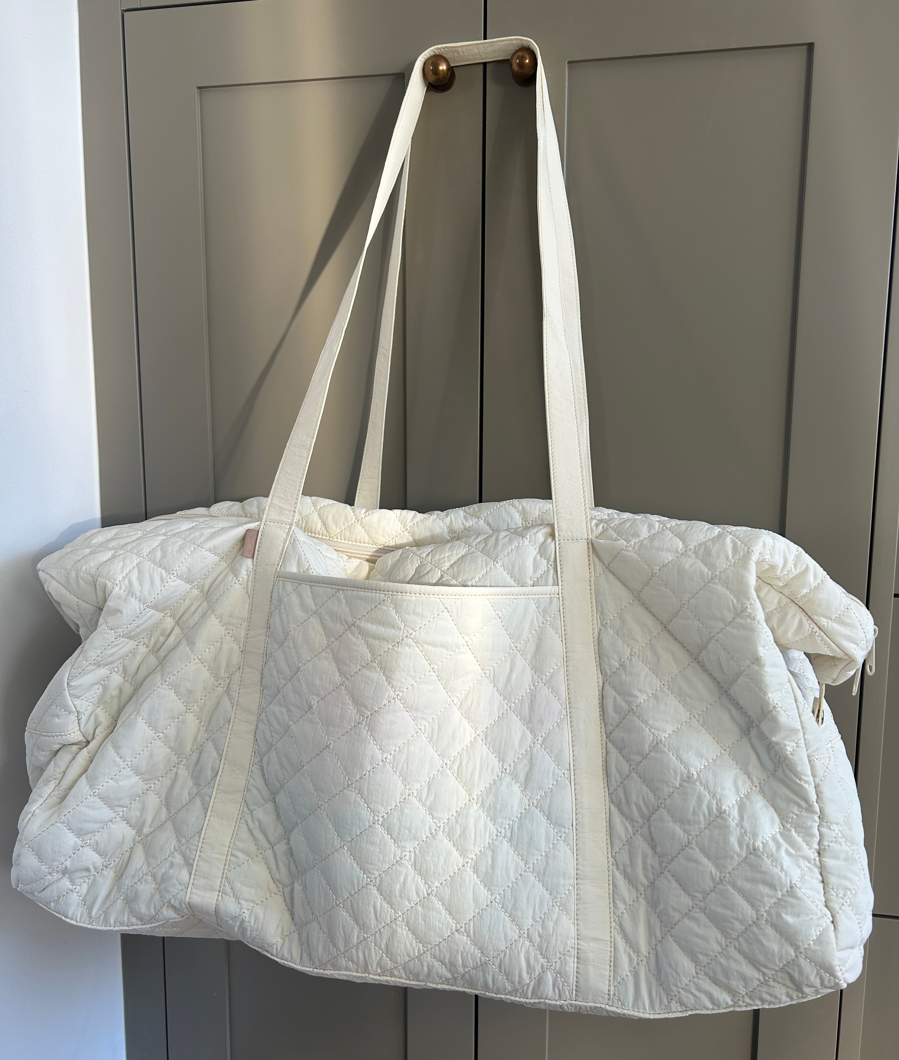 Large Duffel - Cream (unstructured/soft body and extra long handles)