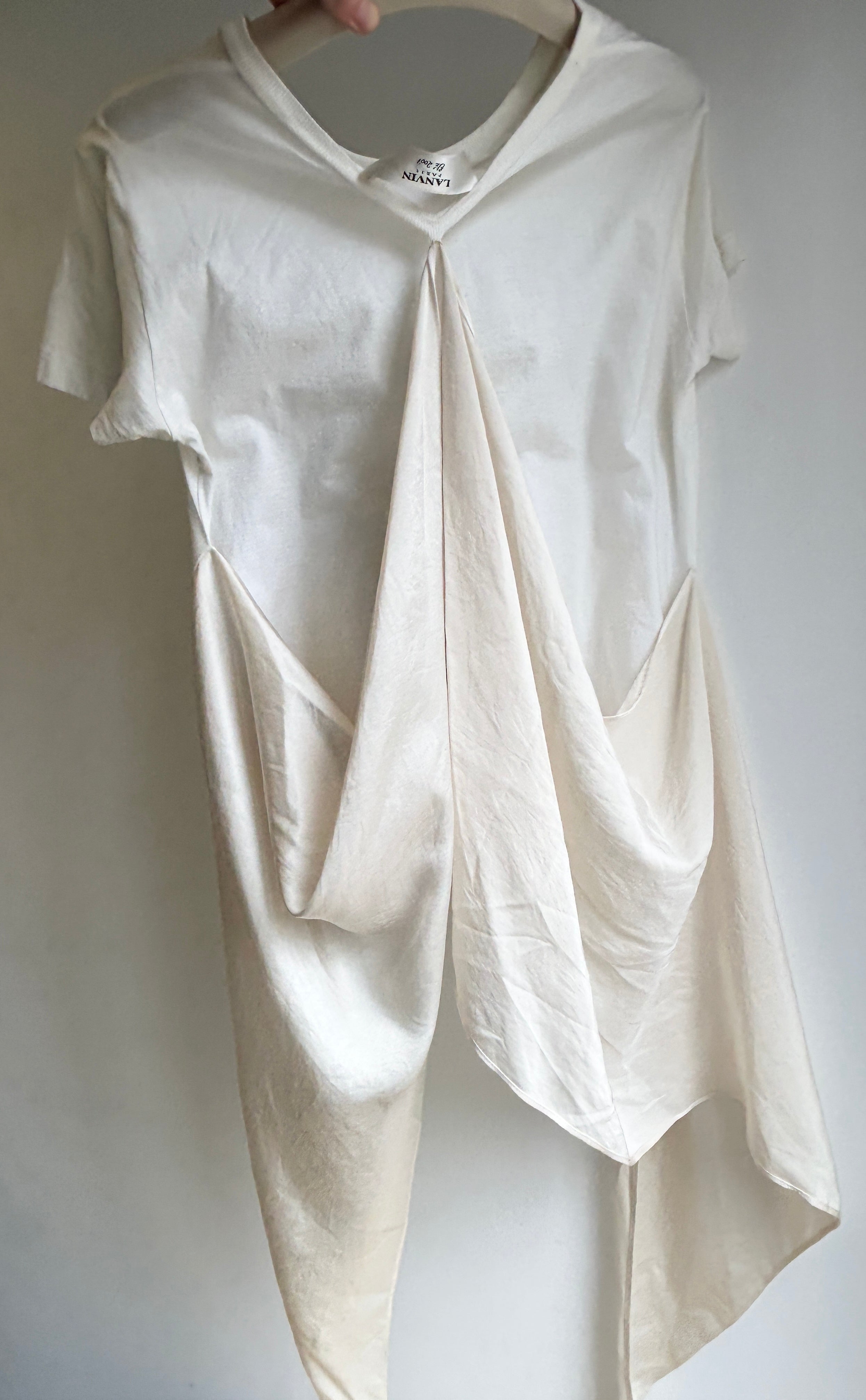 Vintage Lanvin Paris T-Shirt - White with Cape Detail - Campaign Shoot Clothing