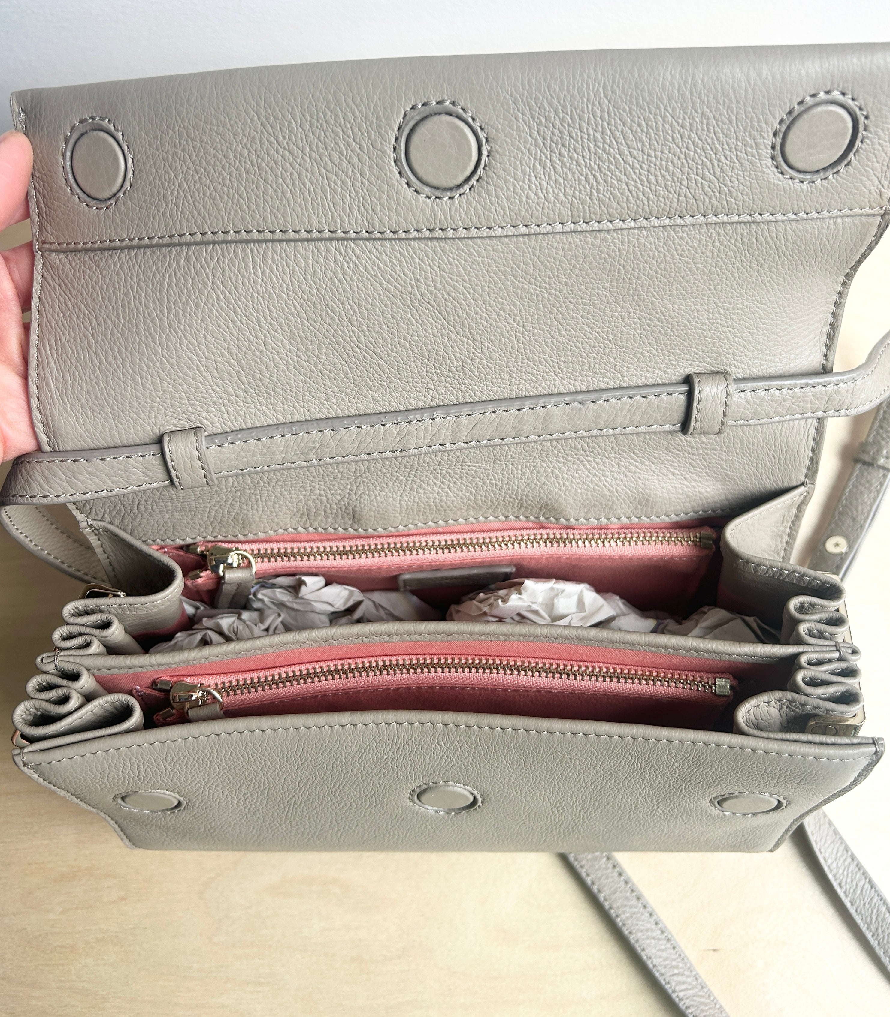 Custom Hardware Flap Bag - Taupe Archive Sale