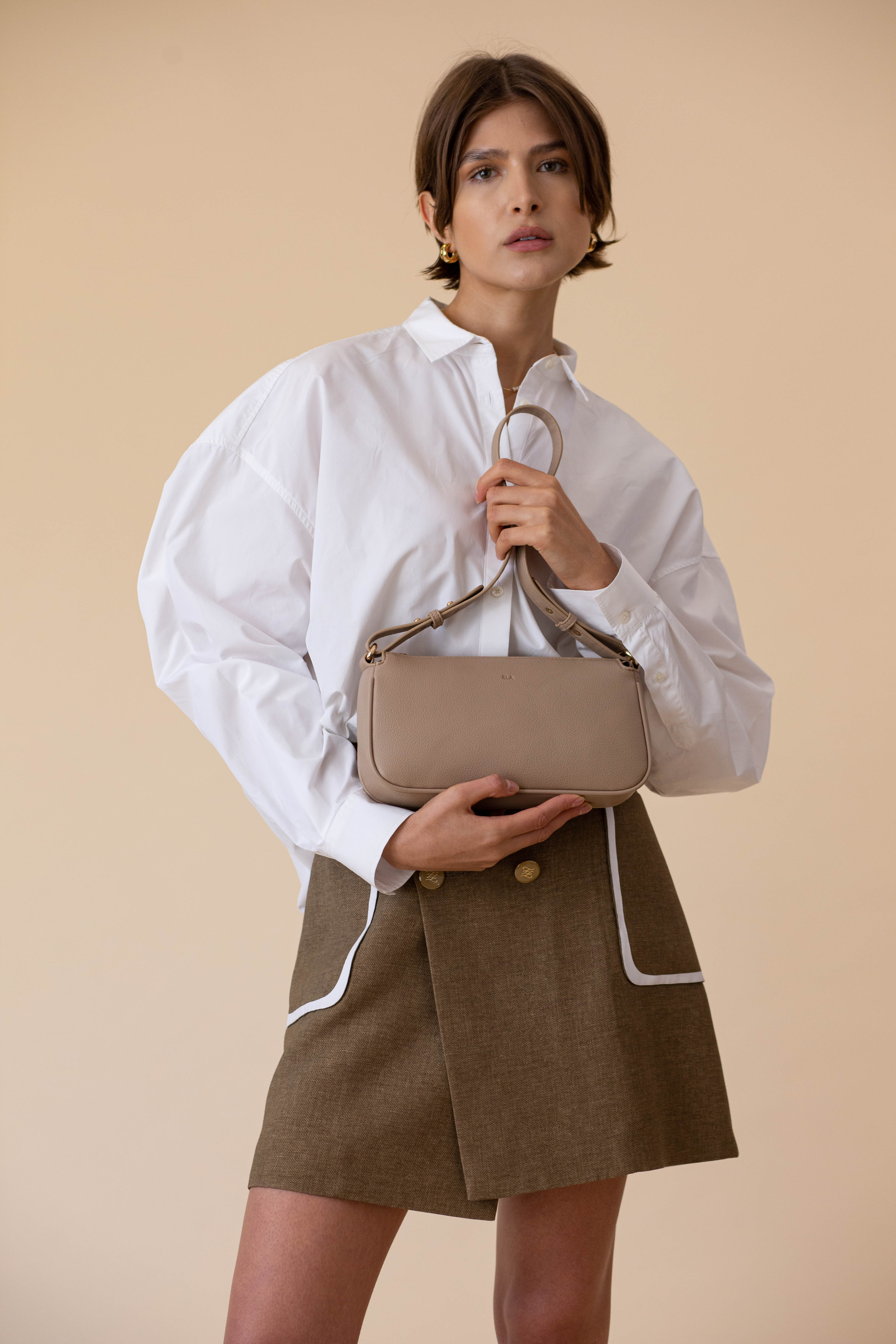 Fayette Shoulder Bag - Beige Pebble