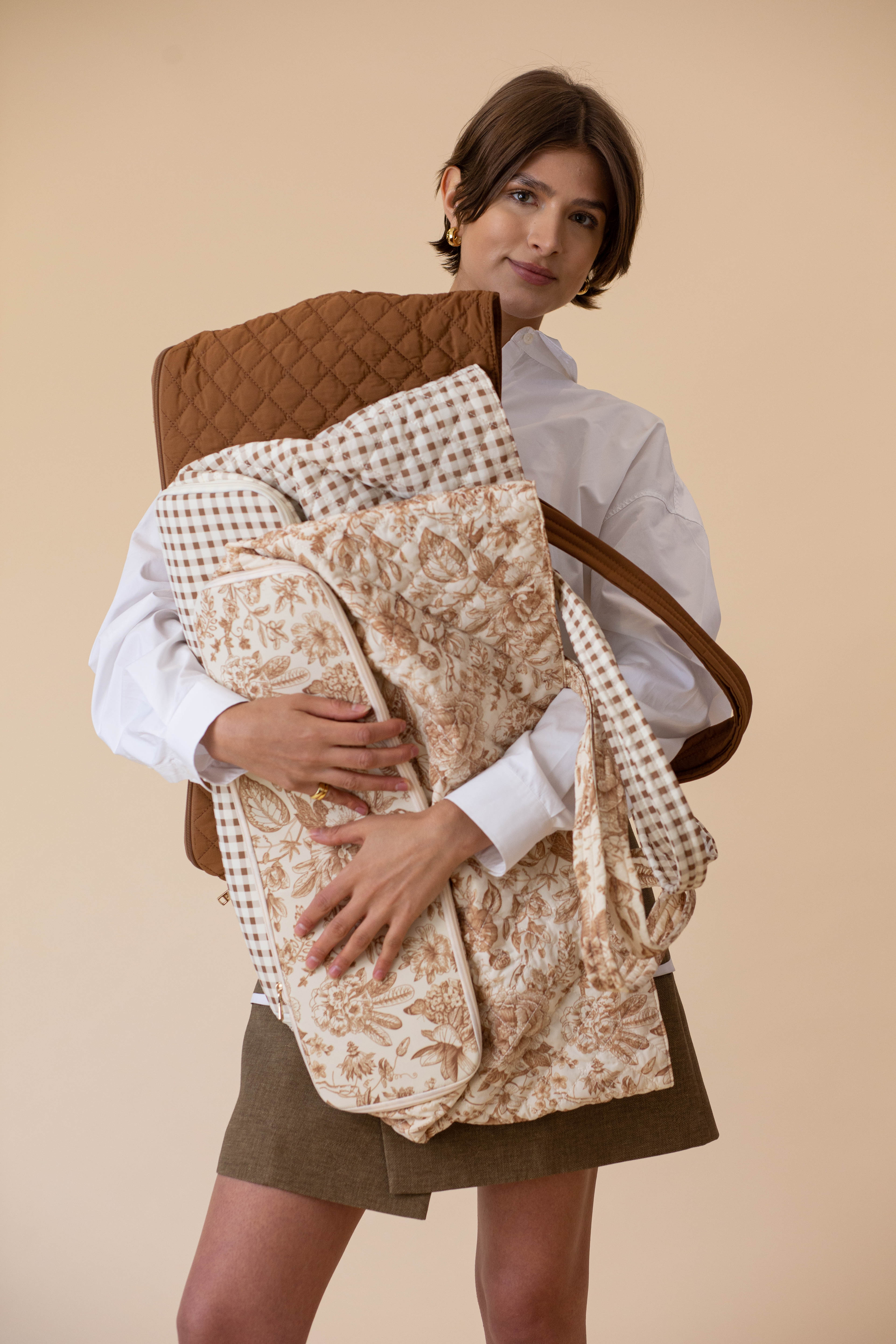 Quilted Expandable Tote – Toile Print