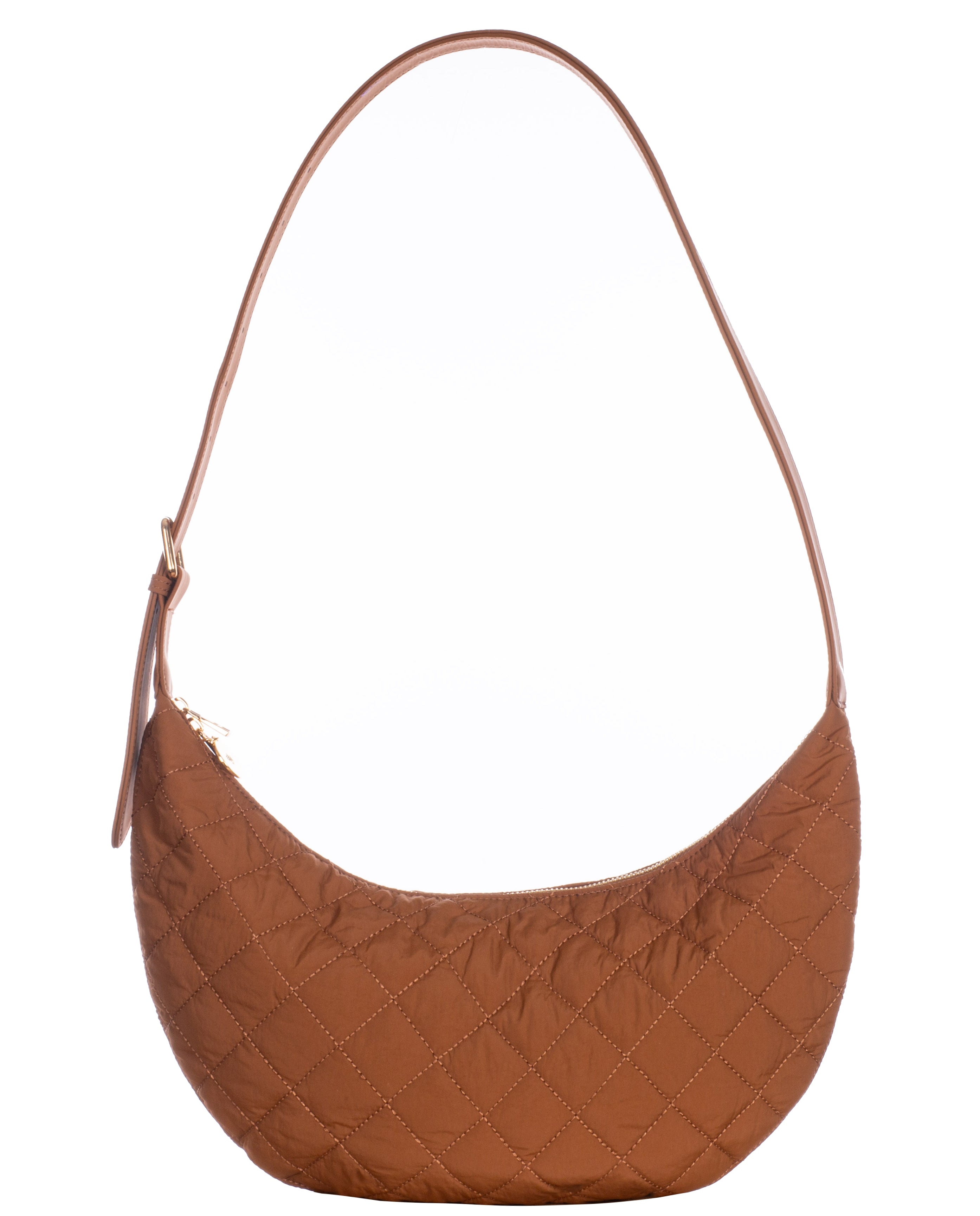 Quilted Crescent Bag - Brown (showroom sample)