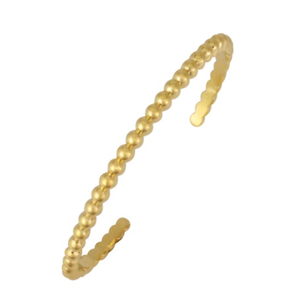 Beaded ball bangle (3mm) - stacking cuff bangle(50X43mm)(recycle silver)