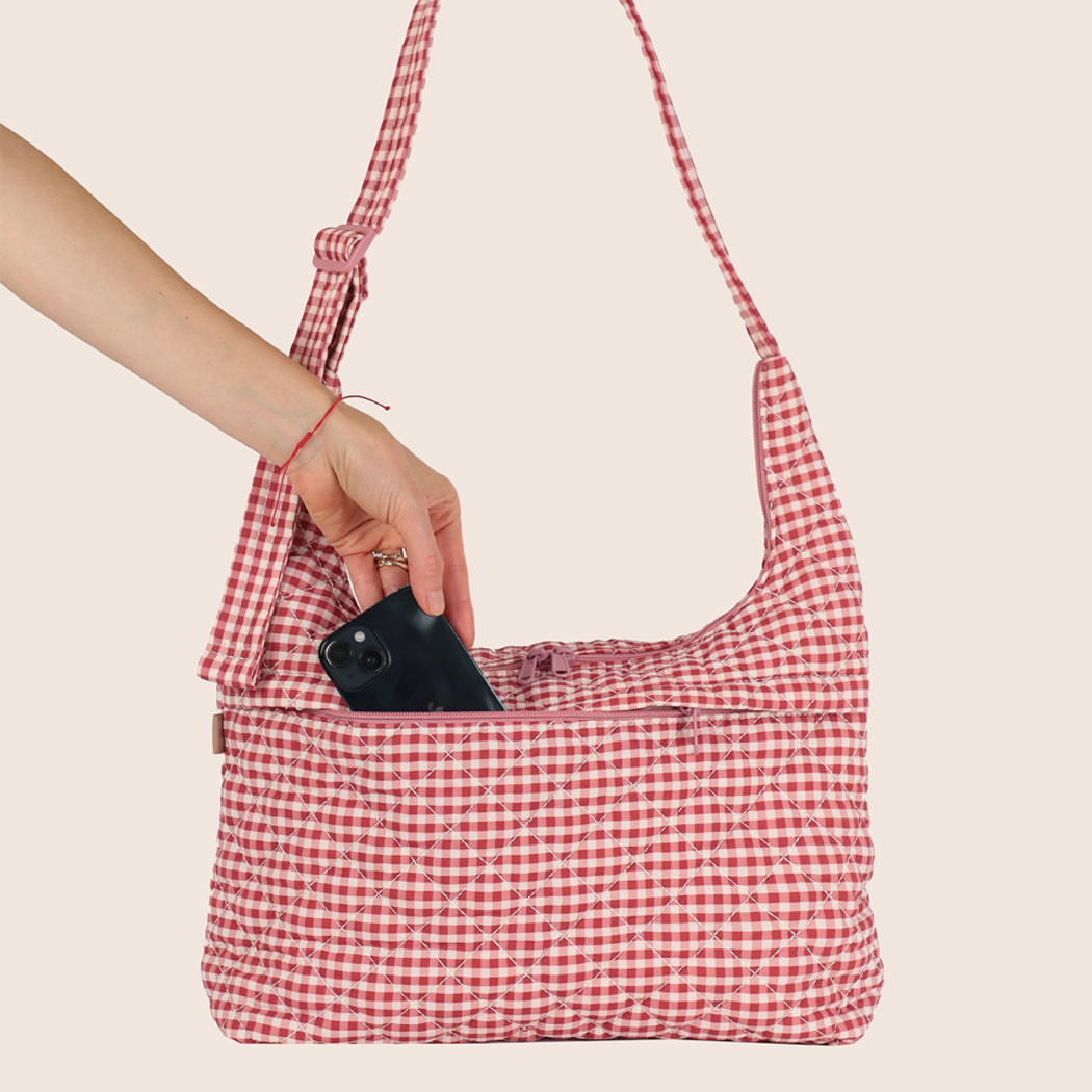ela x Jillian Harris - Oversized Crossbody Bag - Red Gingham Print