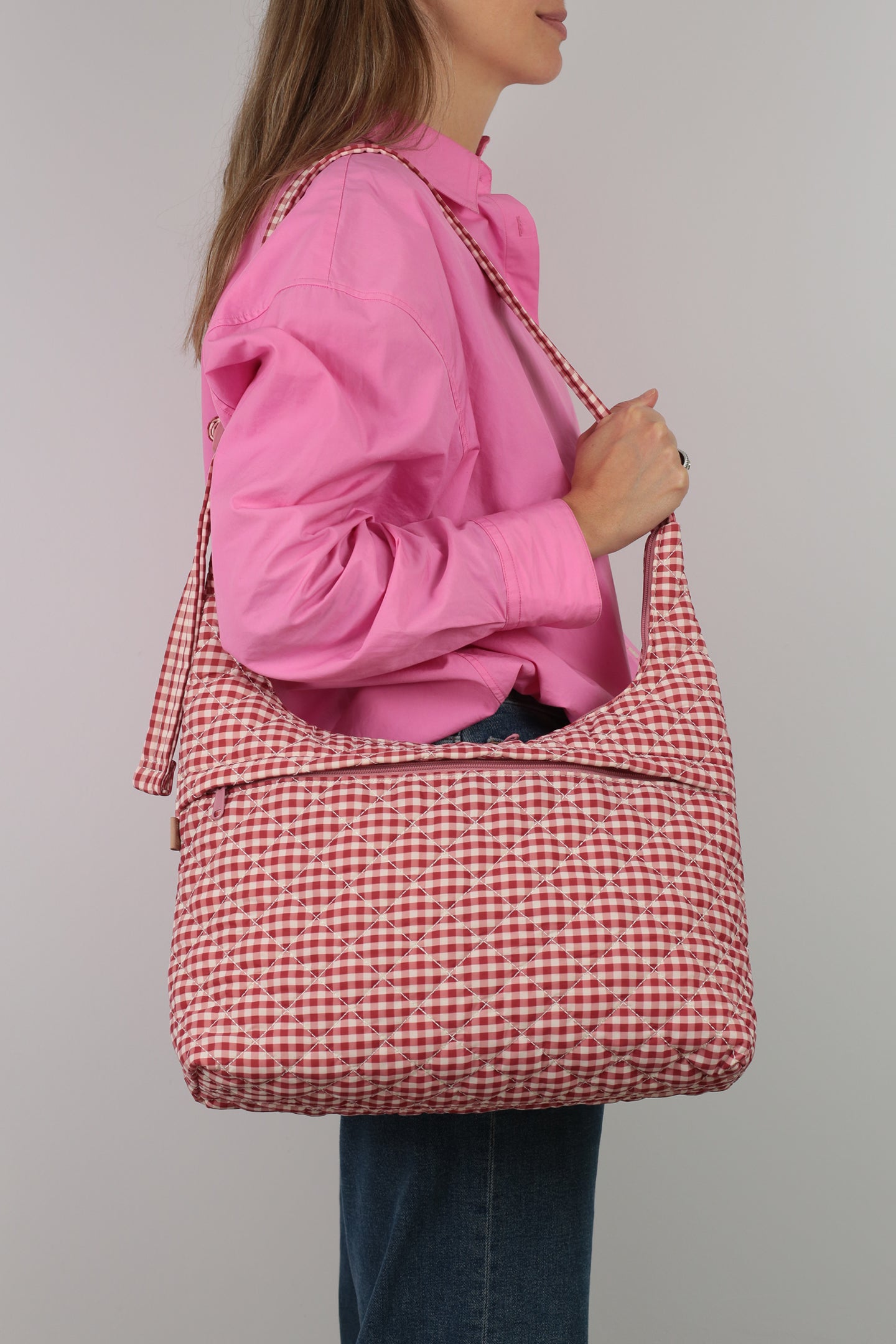 ela x Jillian Harris - Oversized Crossbody Bag - Red Gingham Print