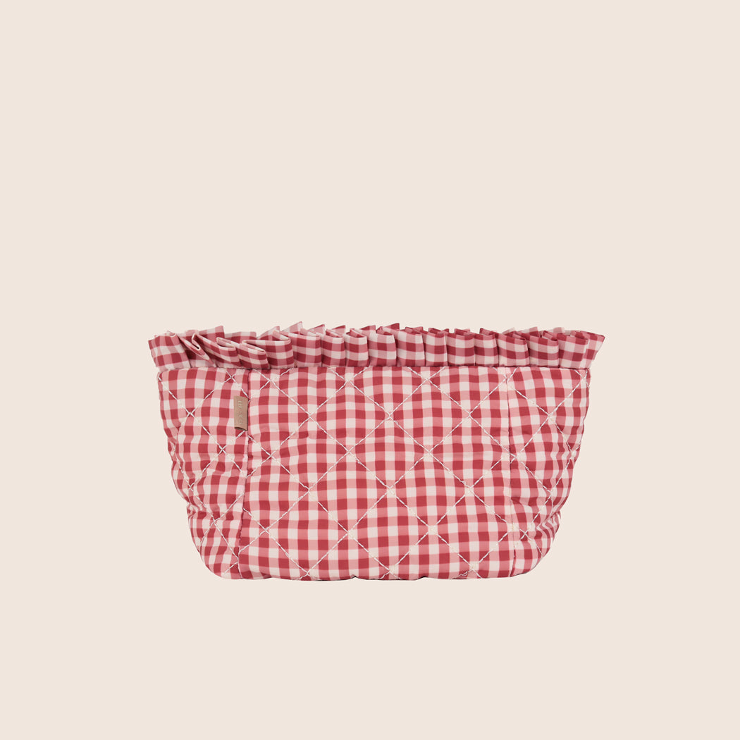 ela x Jillian Harris - Ruffle Mini Cosmetic Case - Red Gingham Print
