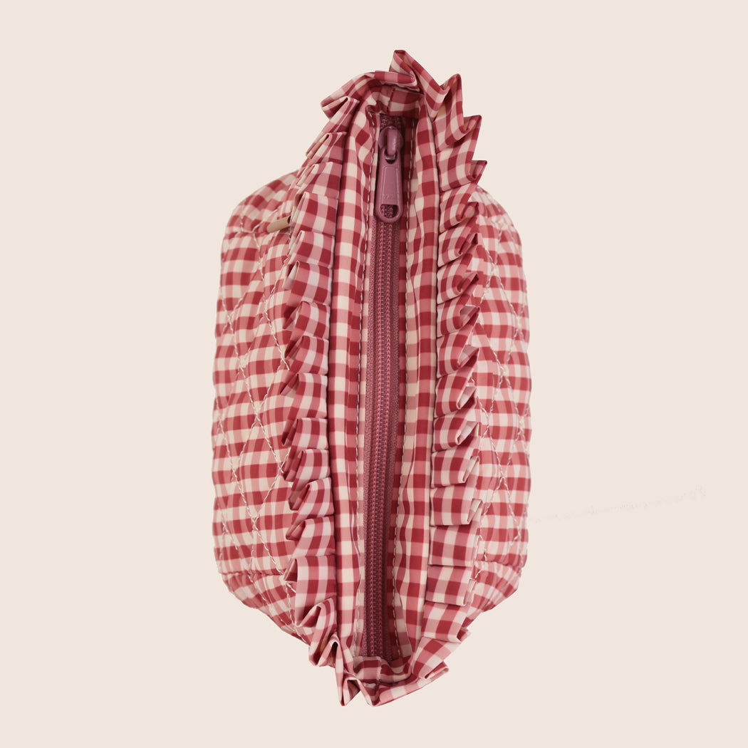ela x Jillian Harris - Ruffle Mini Cosmetic Case - Red Gingham Print
