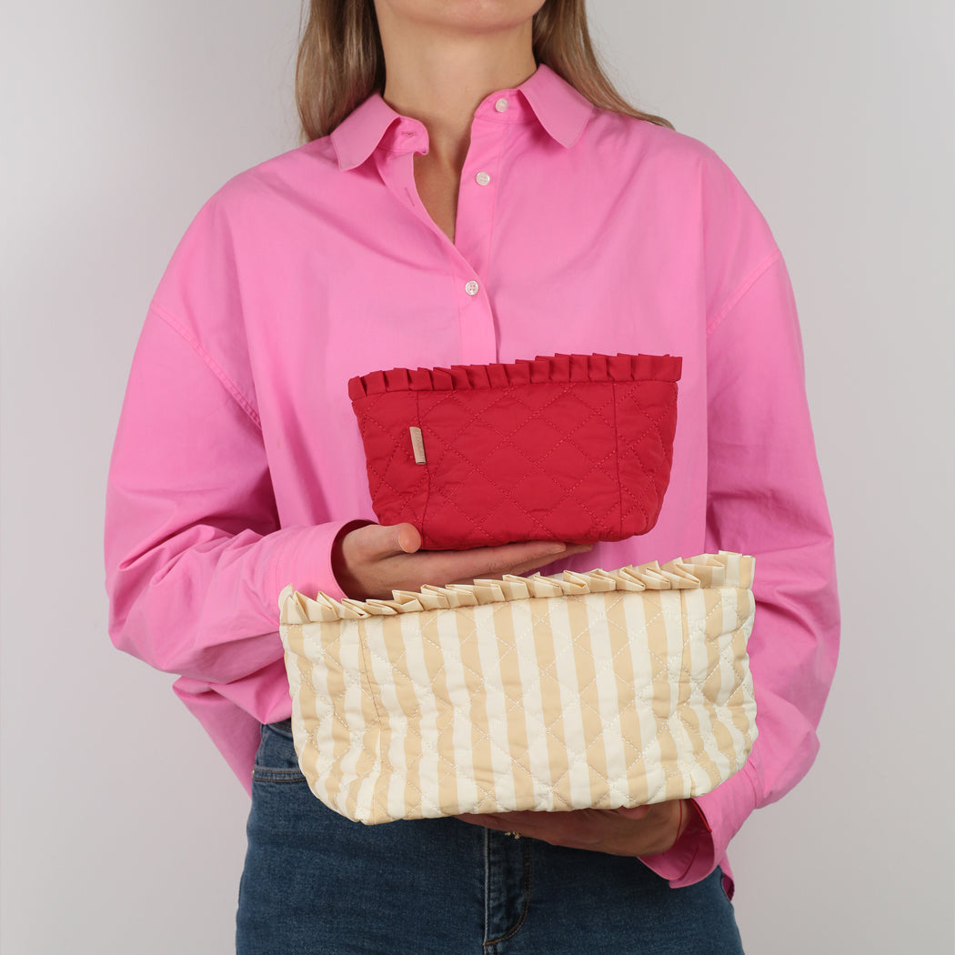 ela x Jillian Harris - Ruffle Cosmetic Case - Stripe Print