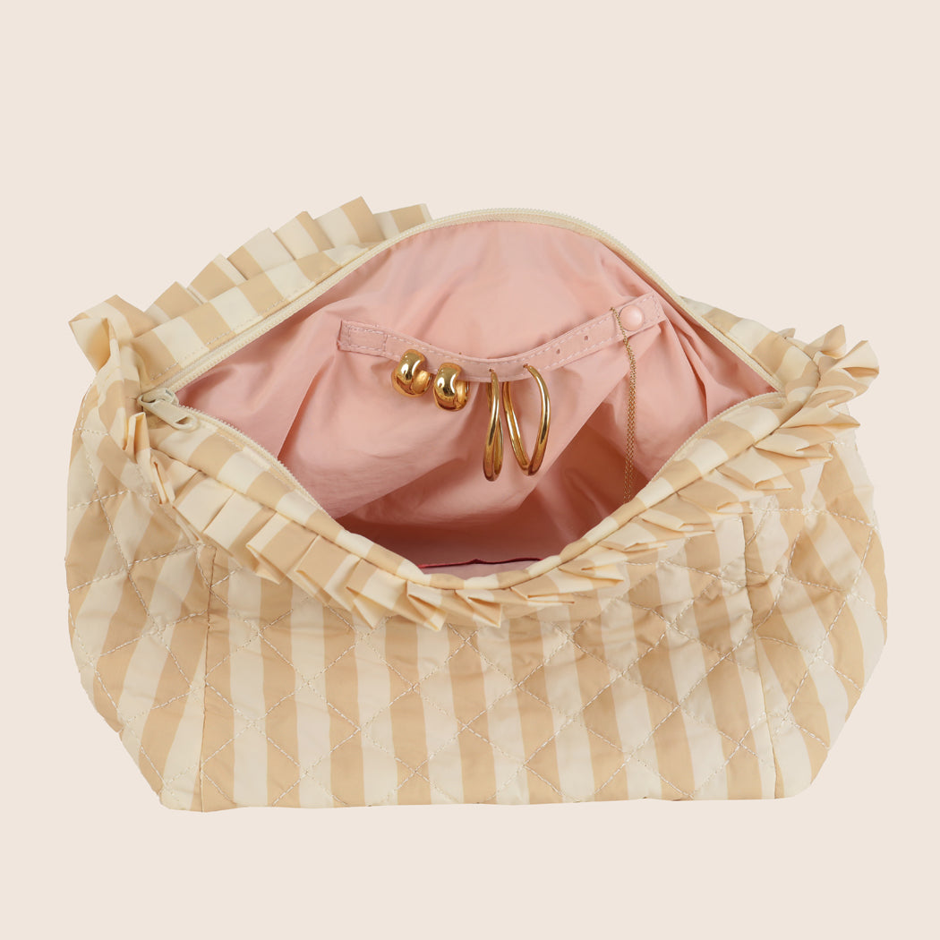 ela x Jillian Harris - Ruffle Cosmetic Case - Stripe Print