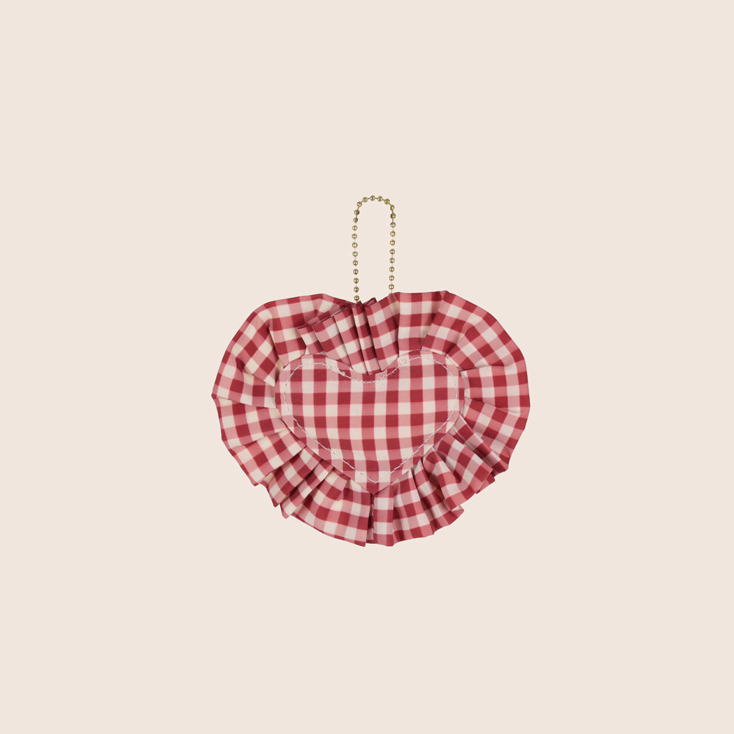 ela x Jillian Harris - Ruffle Heart Ornament - Red Gingham Print