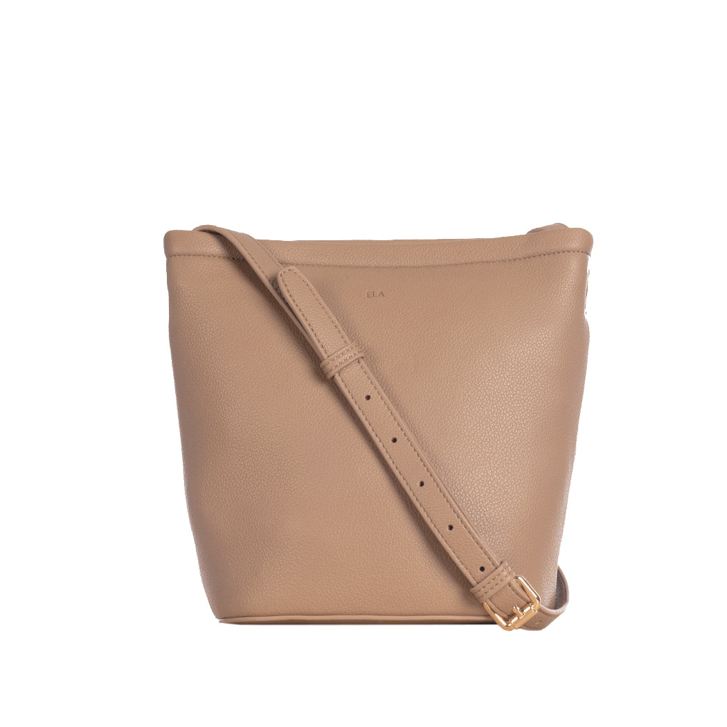 Mini Mia Bucket Bag - Taupe Pebble