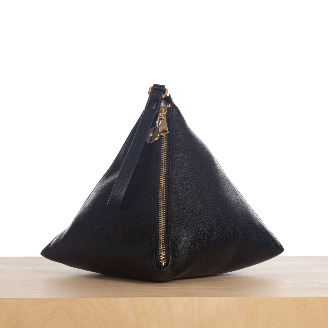 Pyramid Clutch Black Pebble