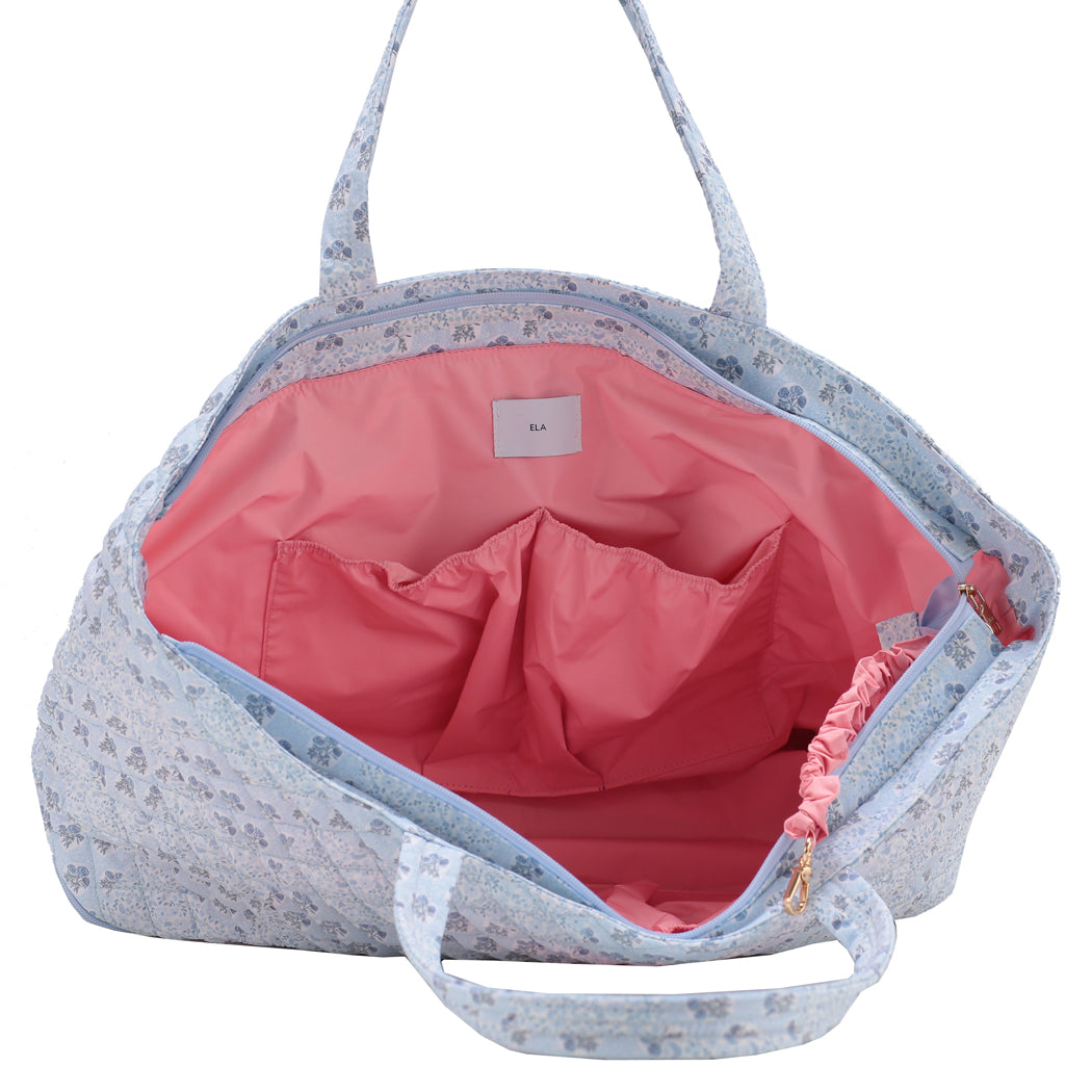 Quilted Expandable Tote - FLORAL PATCH PRINT