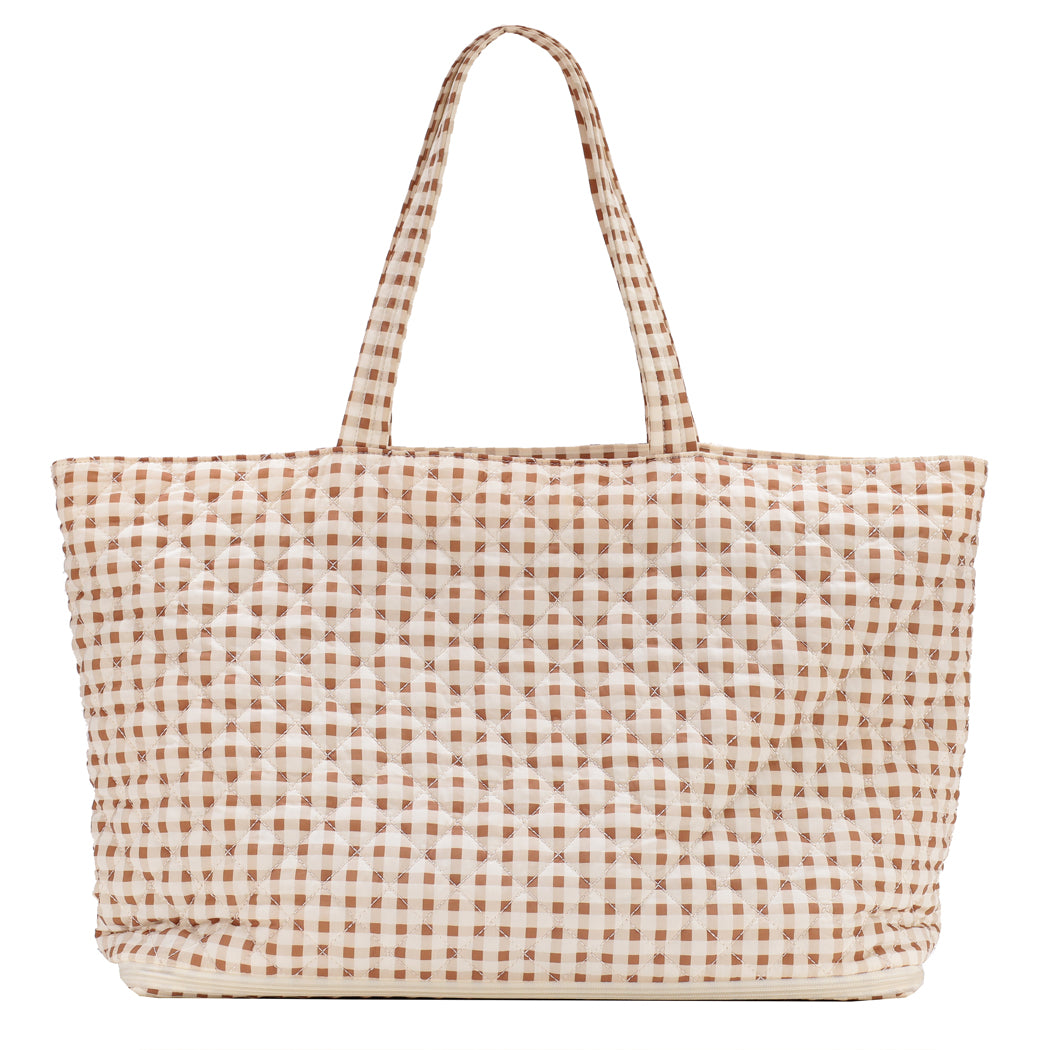 Quilted Expandable Tote – Gingham Print