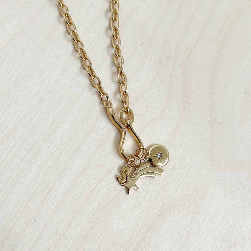 Shooting Star Charm - Recycled Sterling Silver Coated in 18K Gold