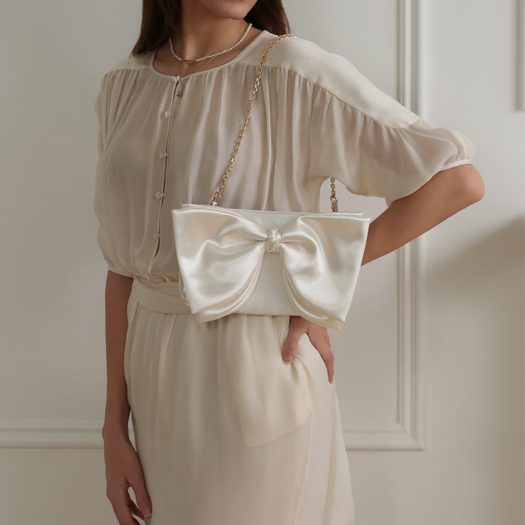 ela x Jillian Harris - Bow Clutch - White