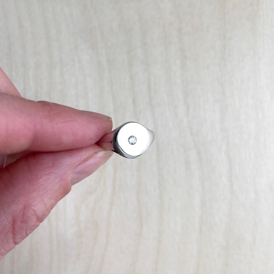 Invisible Set Disc Signet Ring - Size 3 - Sample