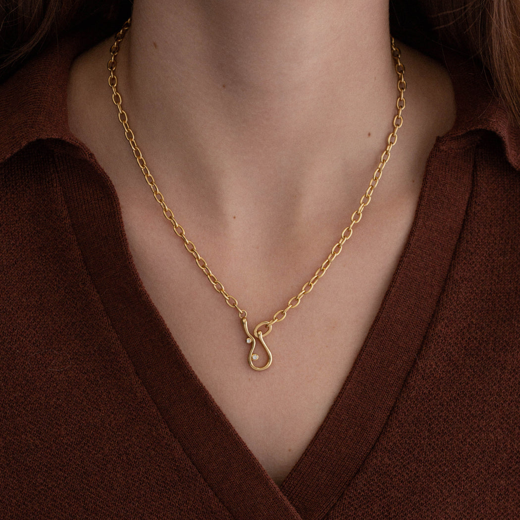 Flow Hook Stone Detail Necklace - 45cm