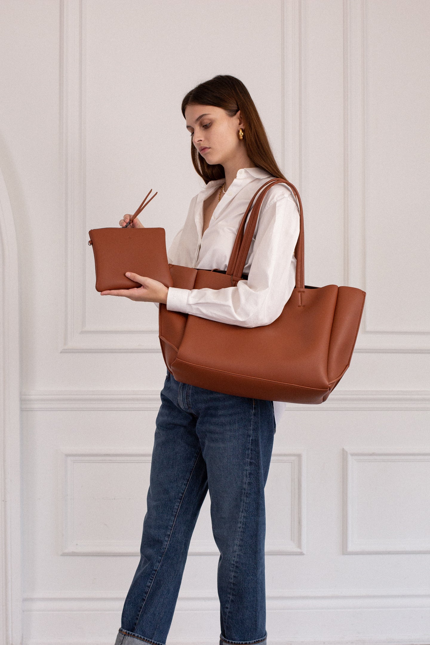 Catch All Tote – Walnut (Brick) Pebble