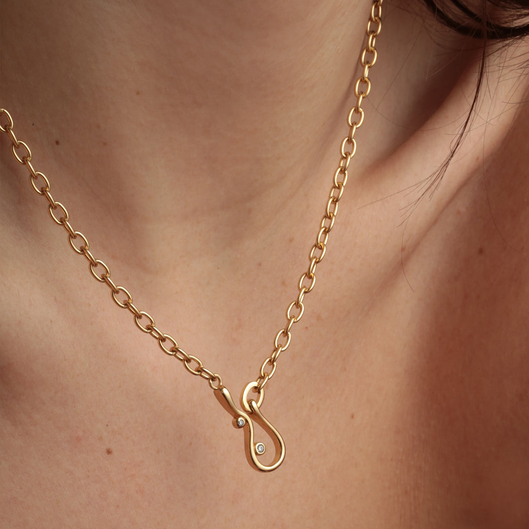 Flow Hook Stone Detail Necklace - 45cm