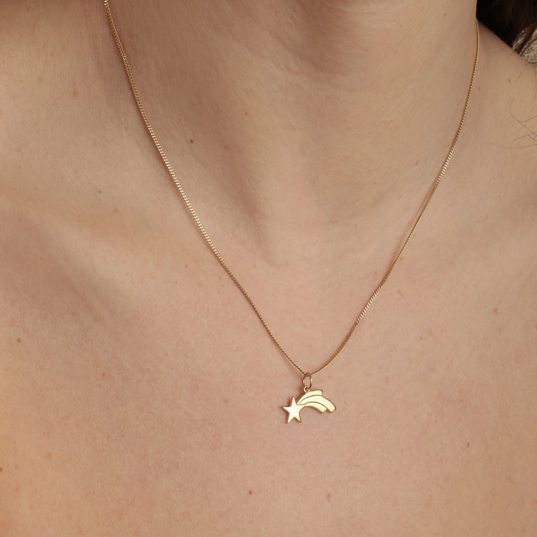 Shooting Star Charm - Recycled Sterling Silver Coated in 18K Gold