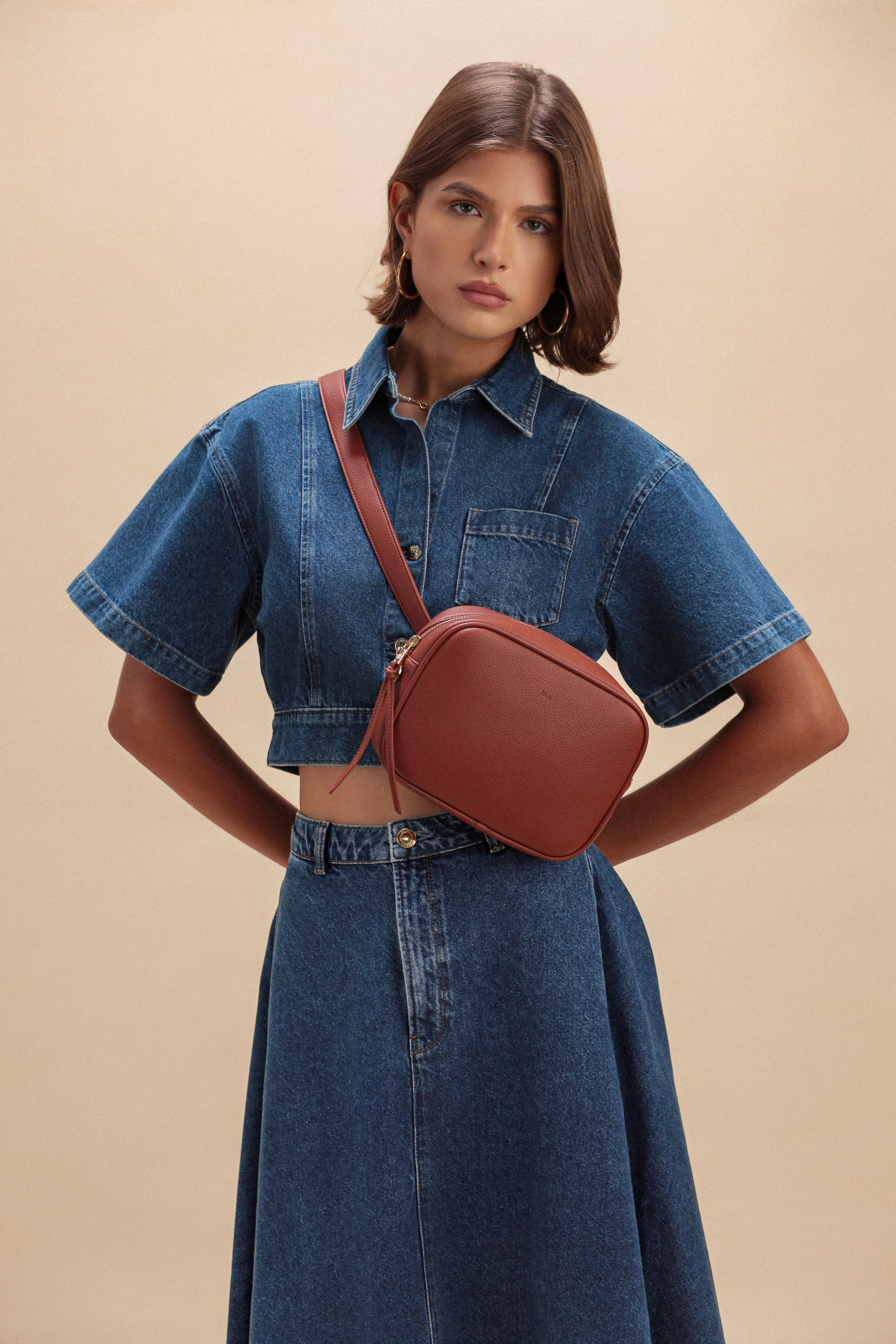 Belt Bag – Walnut Pebble with Gold Hardware