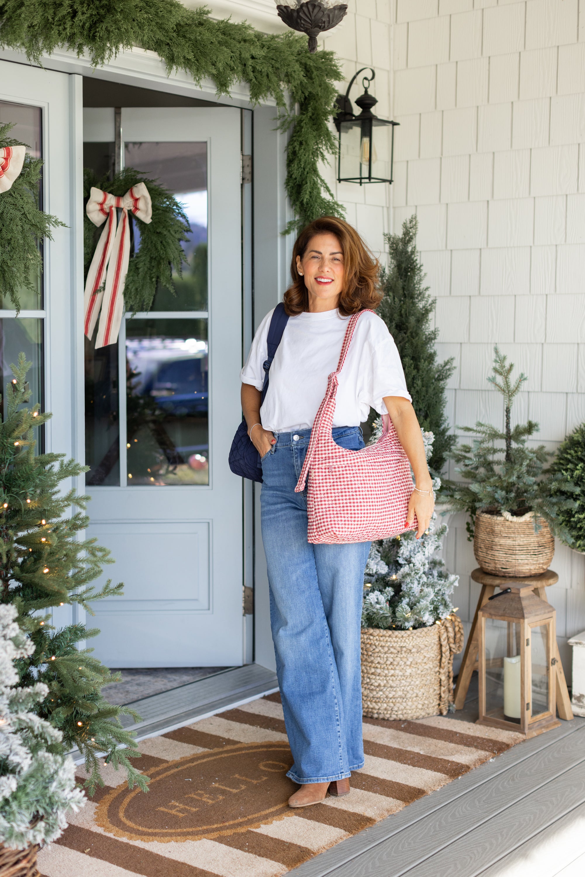 ela x Jillian Harris - Oversized Crossbody Bag - Red Gingham Print