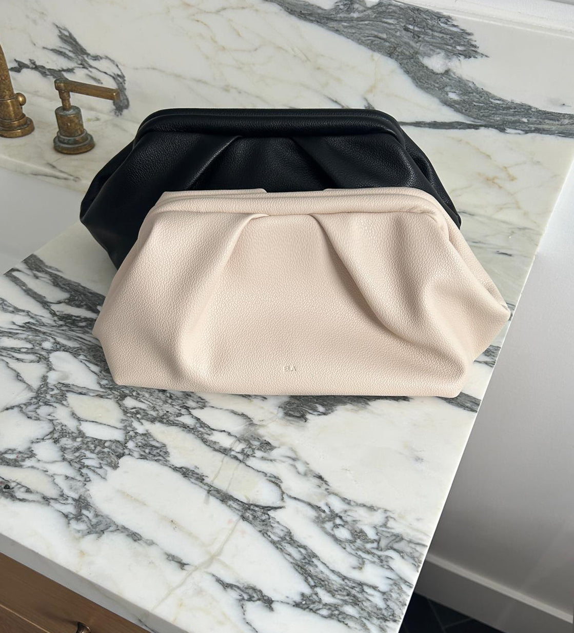 Frame Clutch – Ecru Pebble