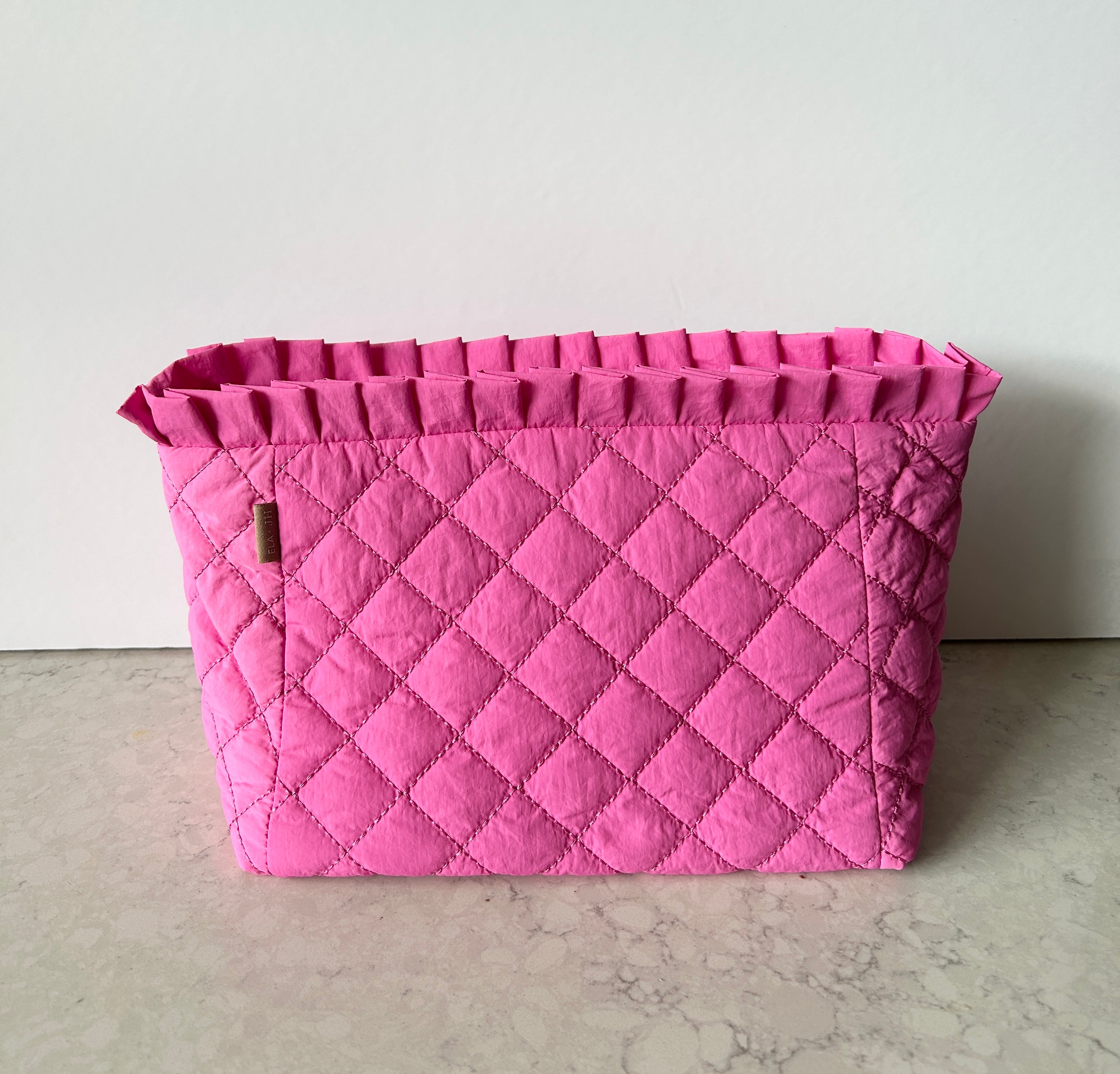 Quilted Large Cosmetic Case - Pink