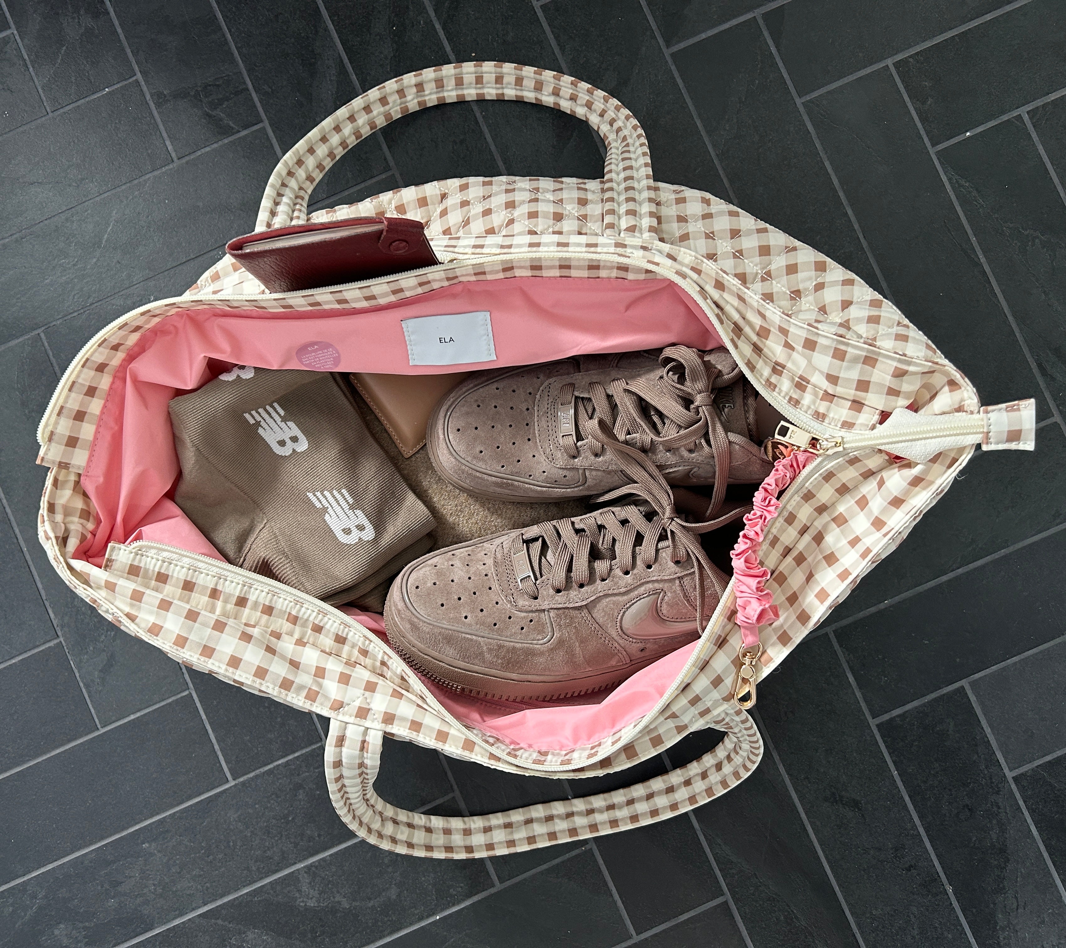 Quilted Expandable Tote –  Gingham Print