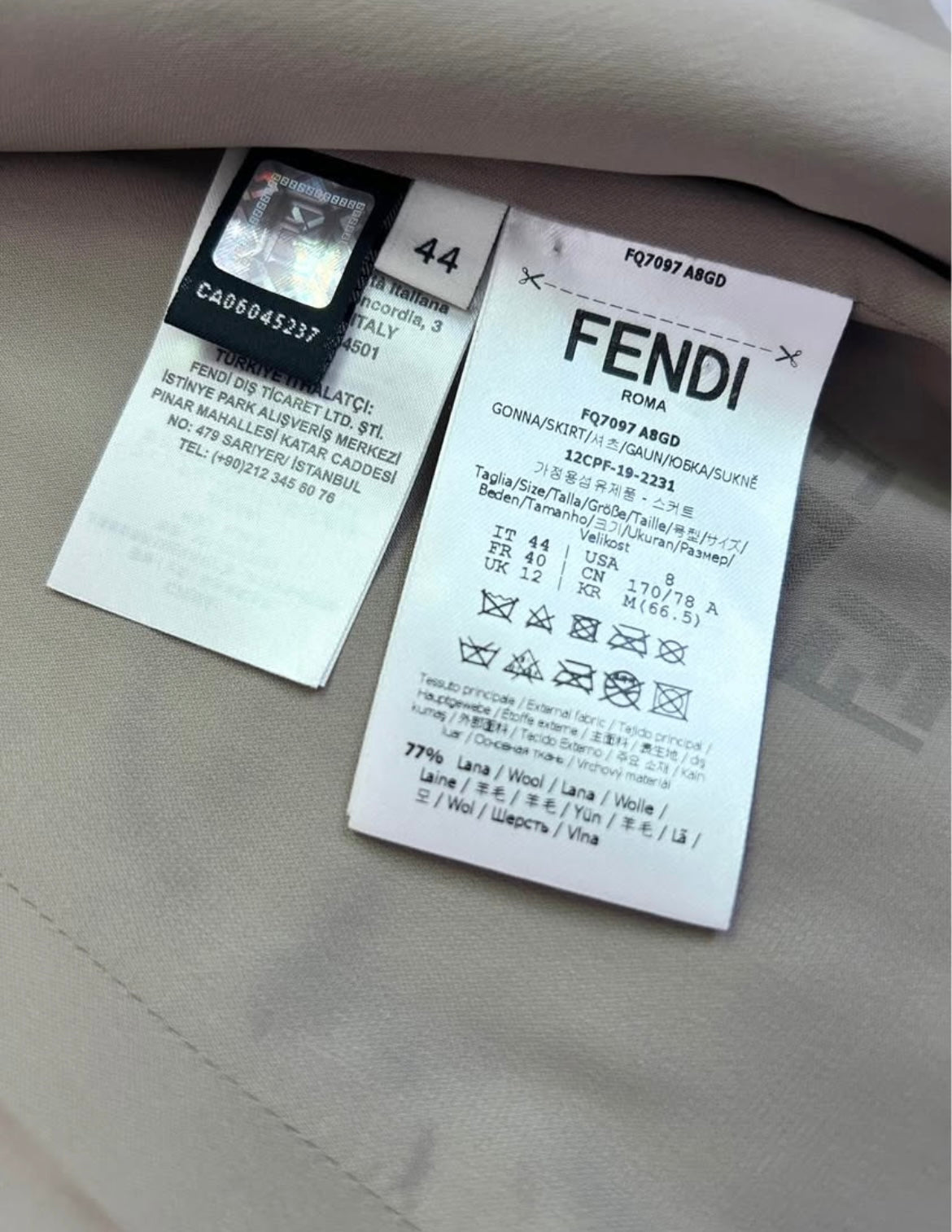 FENDI LINEN SKIRT WITH LOGO BUTTONS - SIZE 44 (FIT LIKE SIZE M)- Campaign Shoot