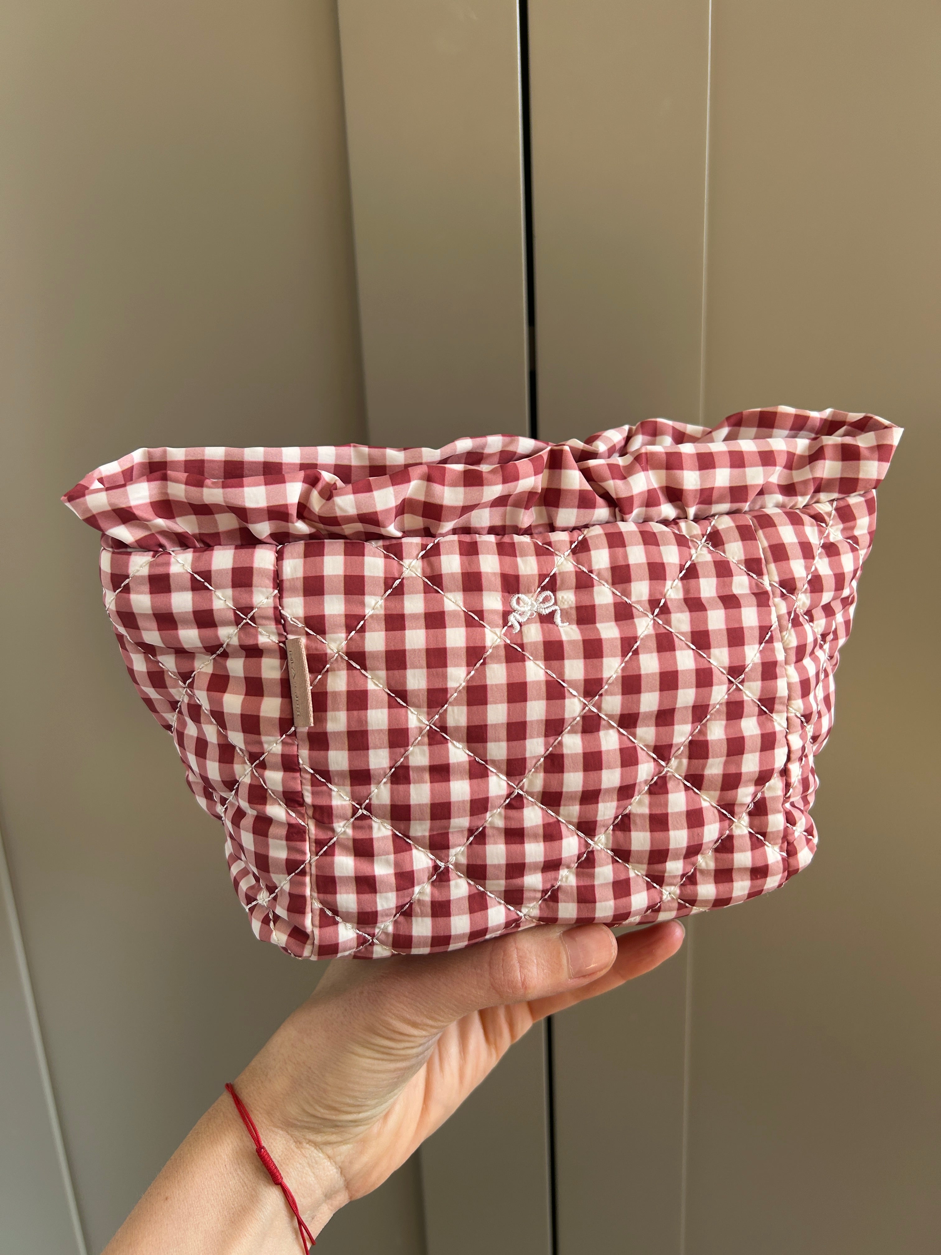 Quilted Mini Cosmetic Case - Check Print (studio sample)