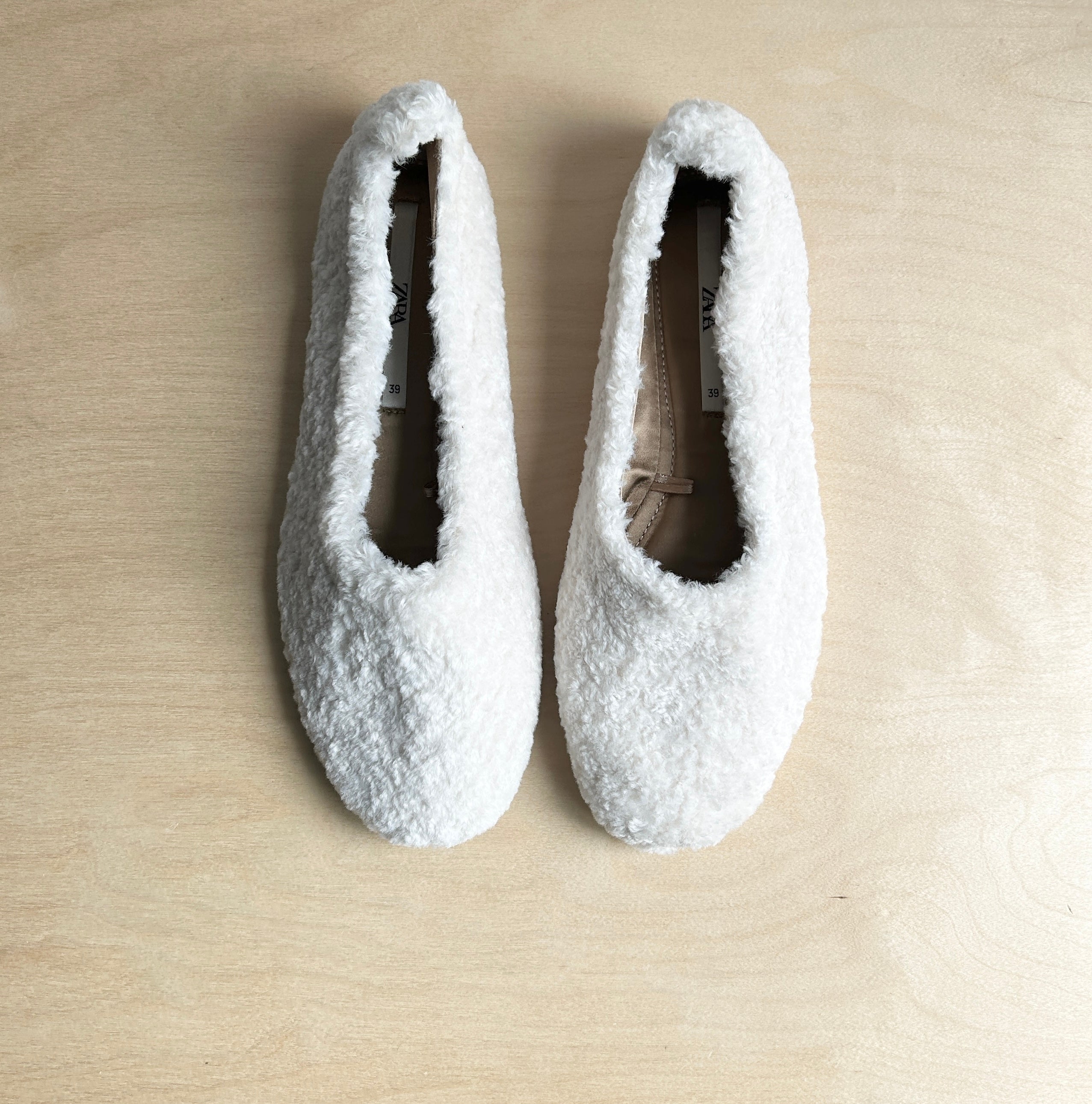 Faux Shearling Ballet Slippers - size 39 - Campaign Shoot Clothing