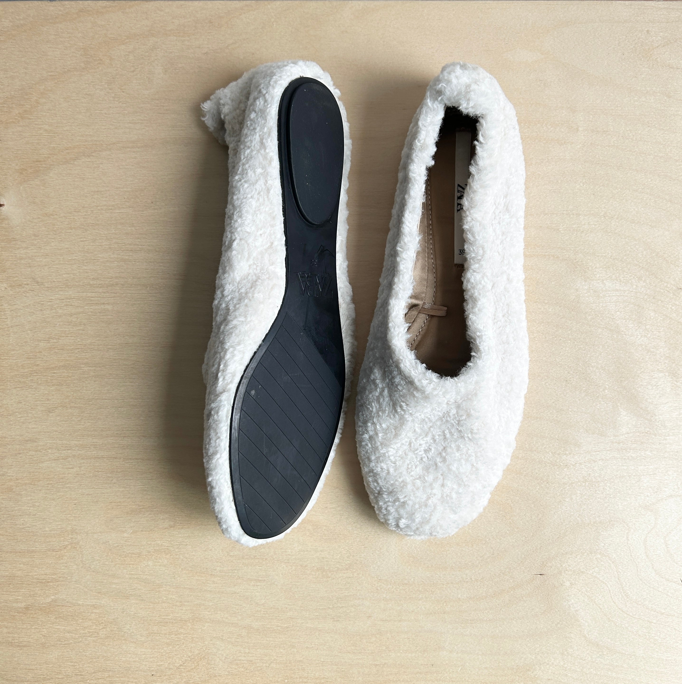 Faux Shearling Ballet Slippers - size 39 - Campaign Shoot Clothing
