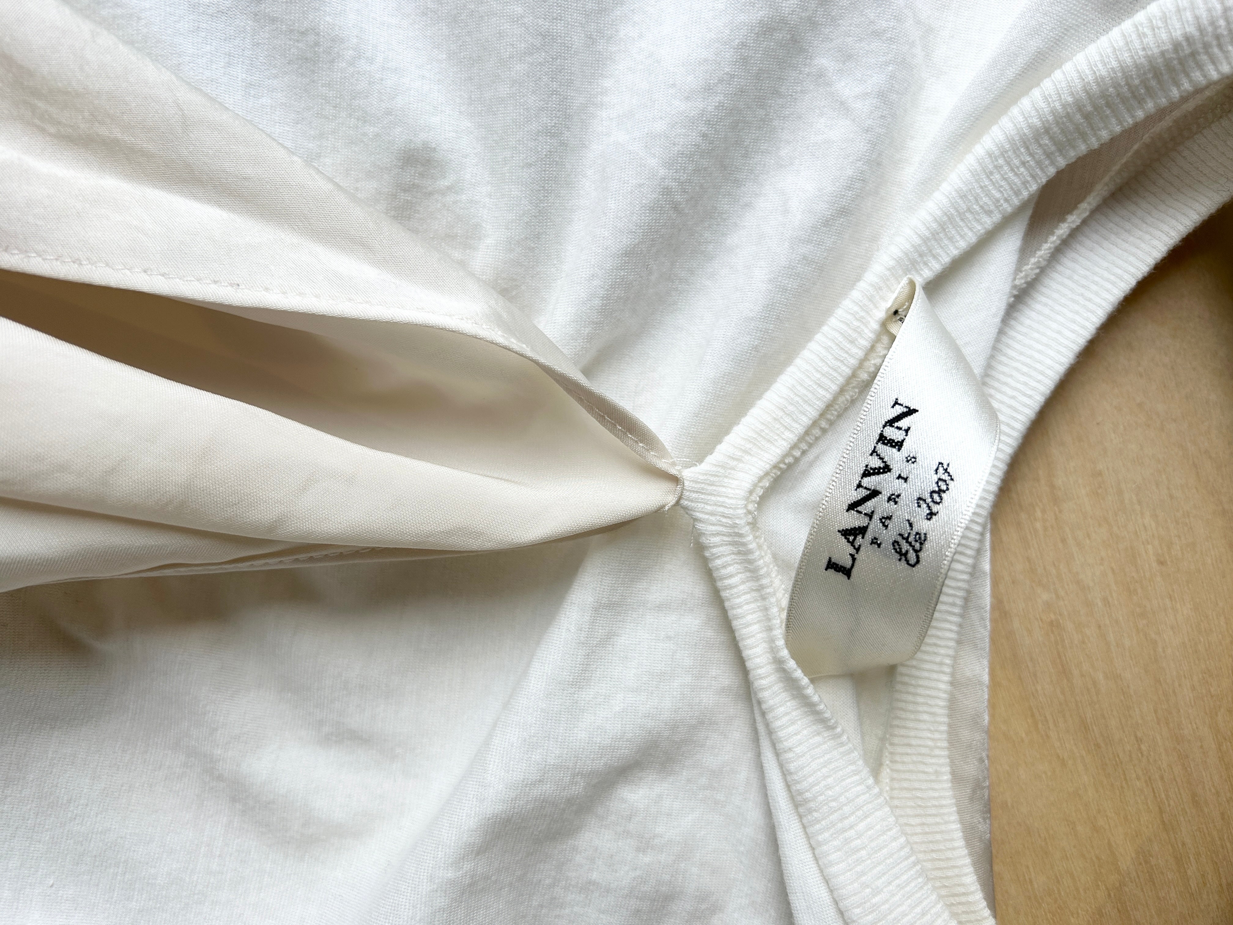 Vintage Lanvin Paris T-Shirt - White with Cape Detail - Campaign Shoot Clothing