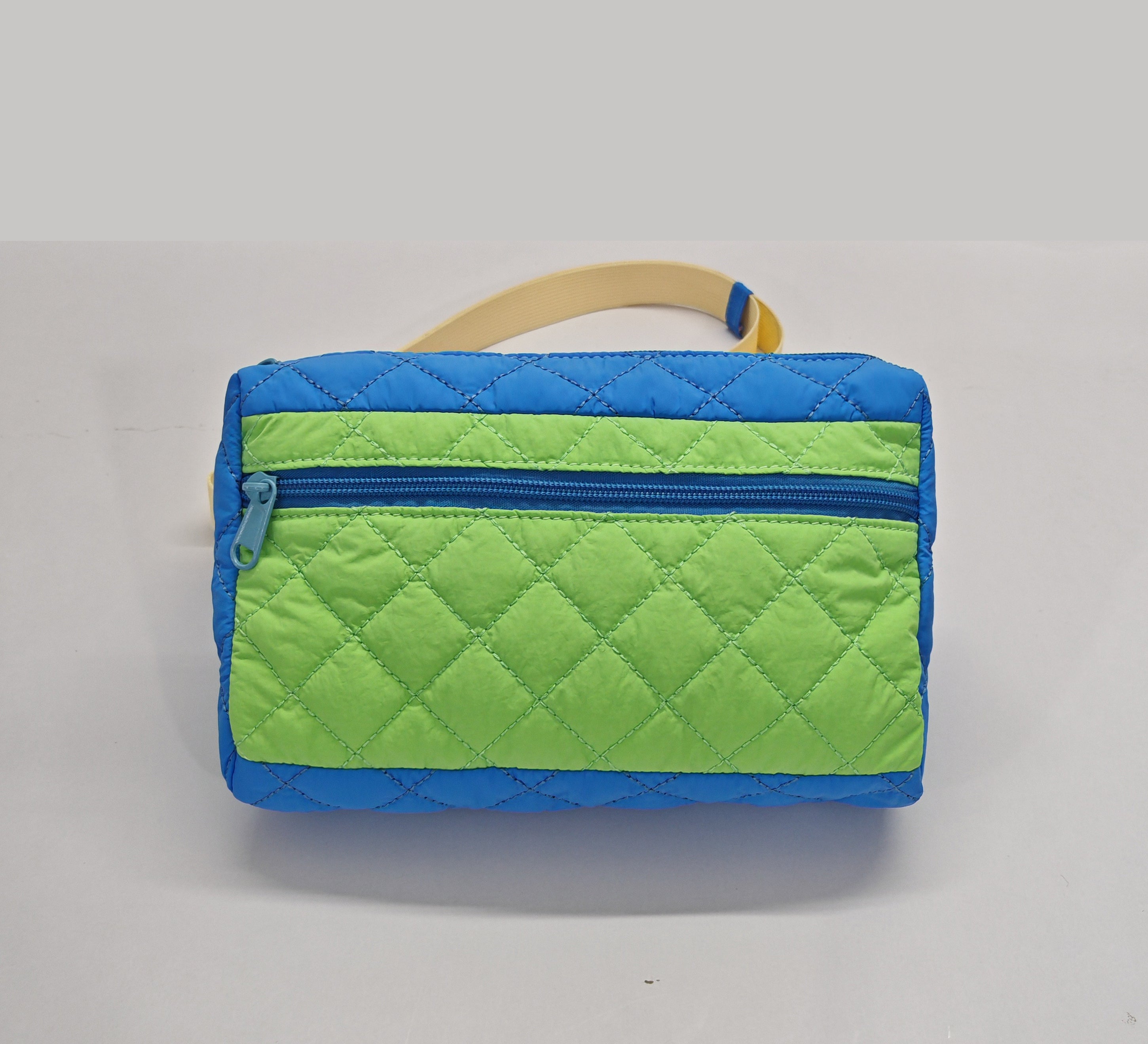 Quilted Colour Block Fanny Pack - Blue Green Butter Yellow (studio sample)