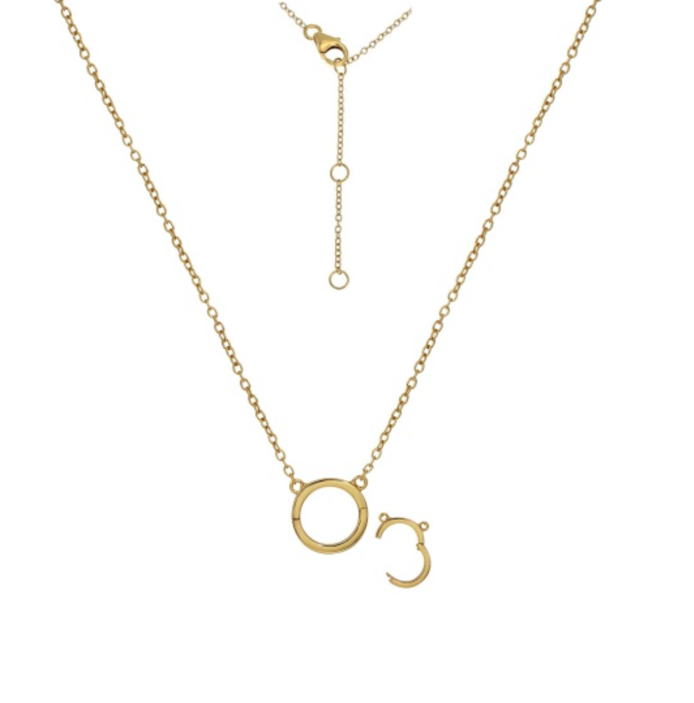 Claspine link charm enhancer necklace, length=40+2.5+2.5cm (recycle silver)