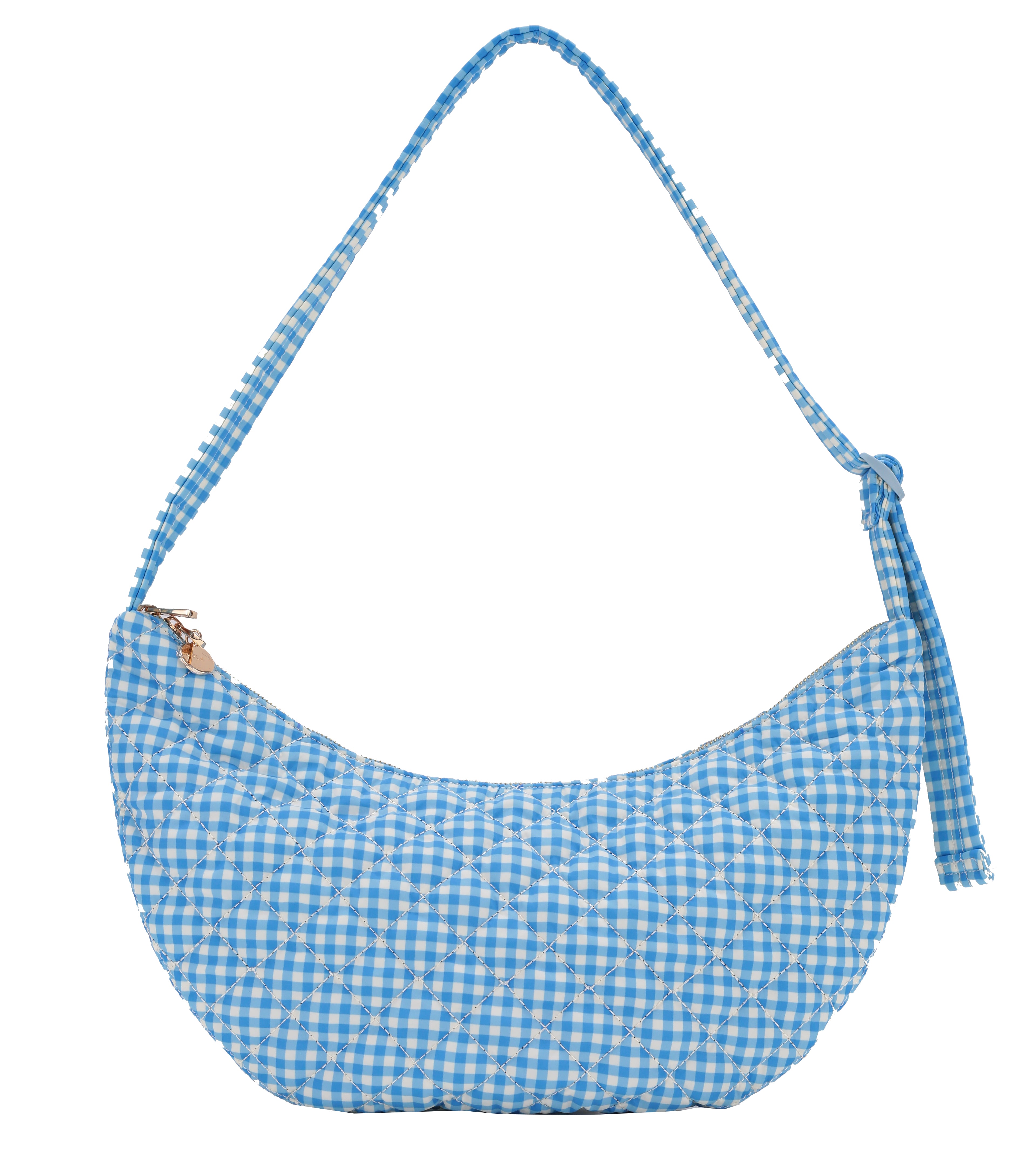 Quilted Crescent Bag - Gingham Print (showroom sample)