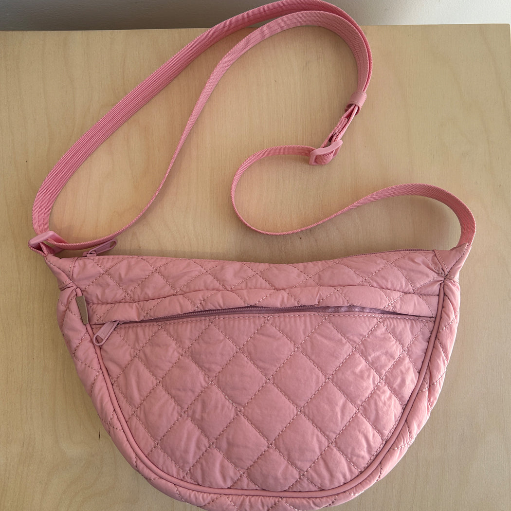 Quilted Crescent Crossbody  - Pink