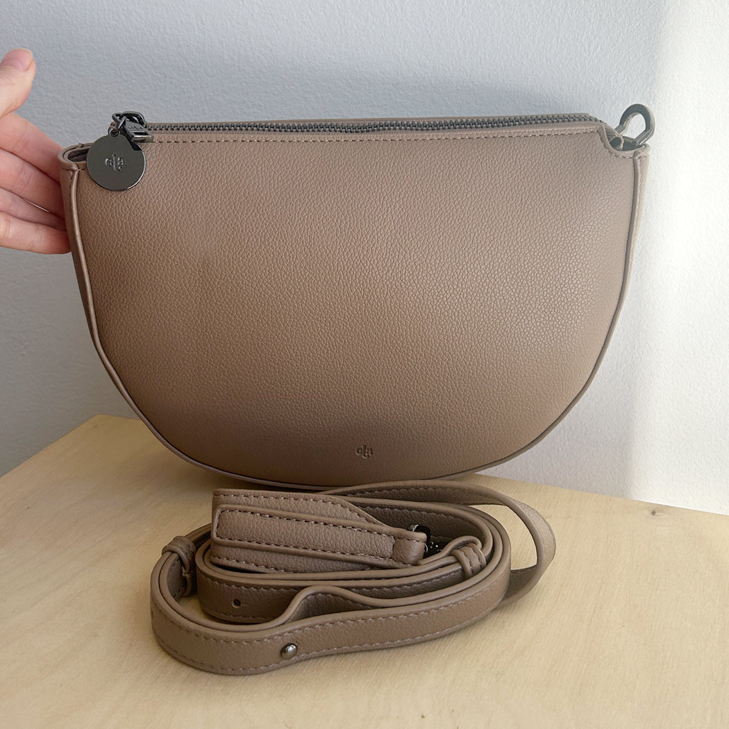 Crescent Bag with zip closure - Taupe Pebble Sample Sale